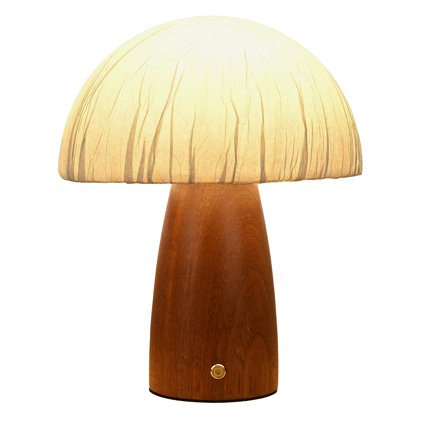Moiandtoi Wood Mushroom Table Lamp, Led Small Bedside Touch Lamp, Rechargeable Portable Cordless Battery Operated Lamps For Night Stands Living Room, Bedroom,Office, Night Light For Birthday