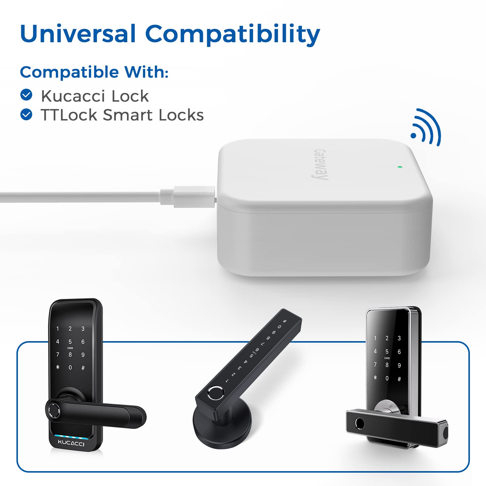 Kucacci Wifi G2 Gateway For H15B T17 Smart Lock, Wifi Bridging Hub Remote Control Smart Door Lock Work With Ttlock Google Home Alexa Voice Control