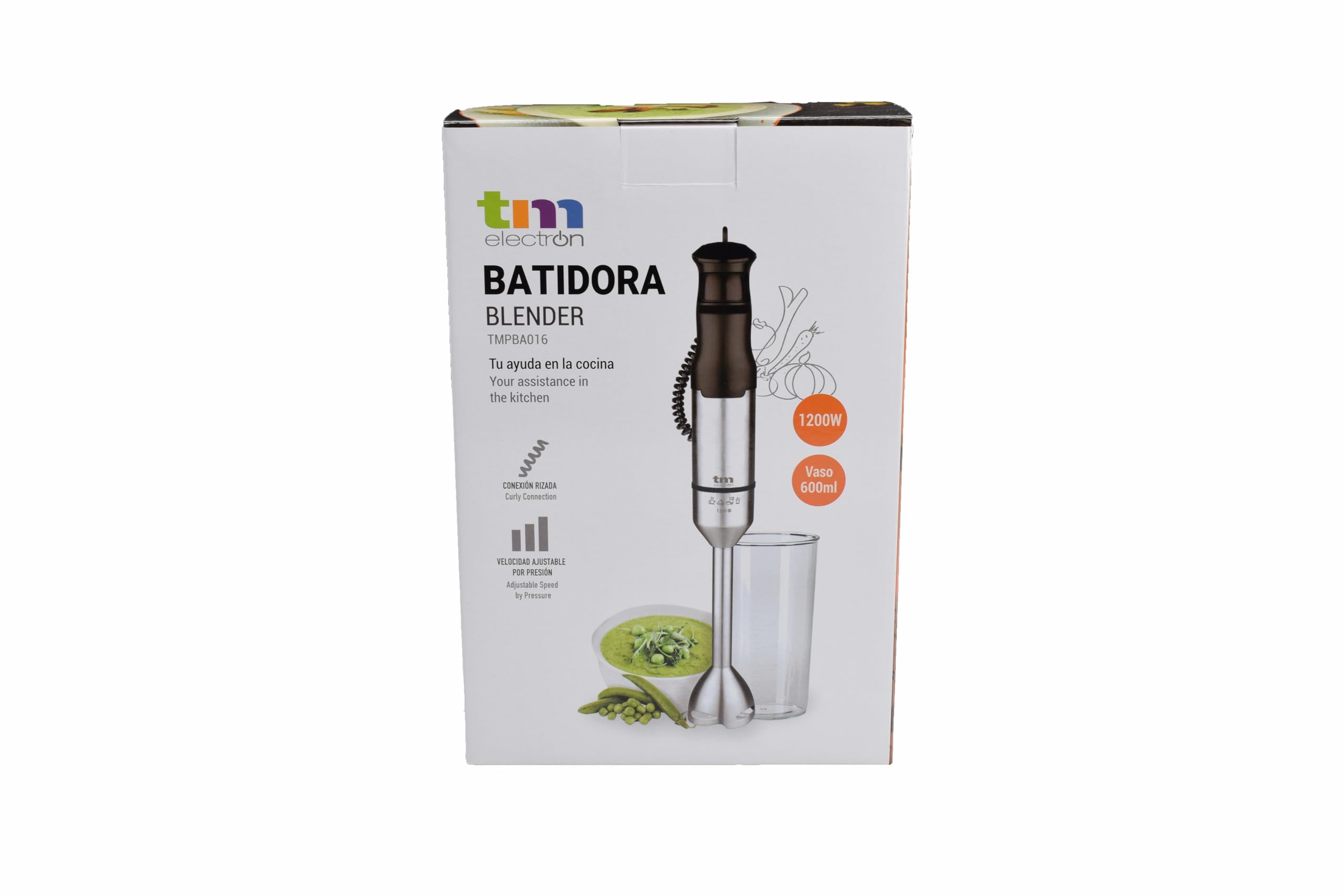 Tm Electron Tmpba016 Hand Blender With 1200 W Power, Stainless Steel Bell And Shaft, 600 Ml Graduated Cup, Ergonomic And Non-Slip Grip