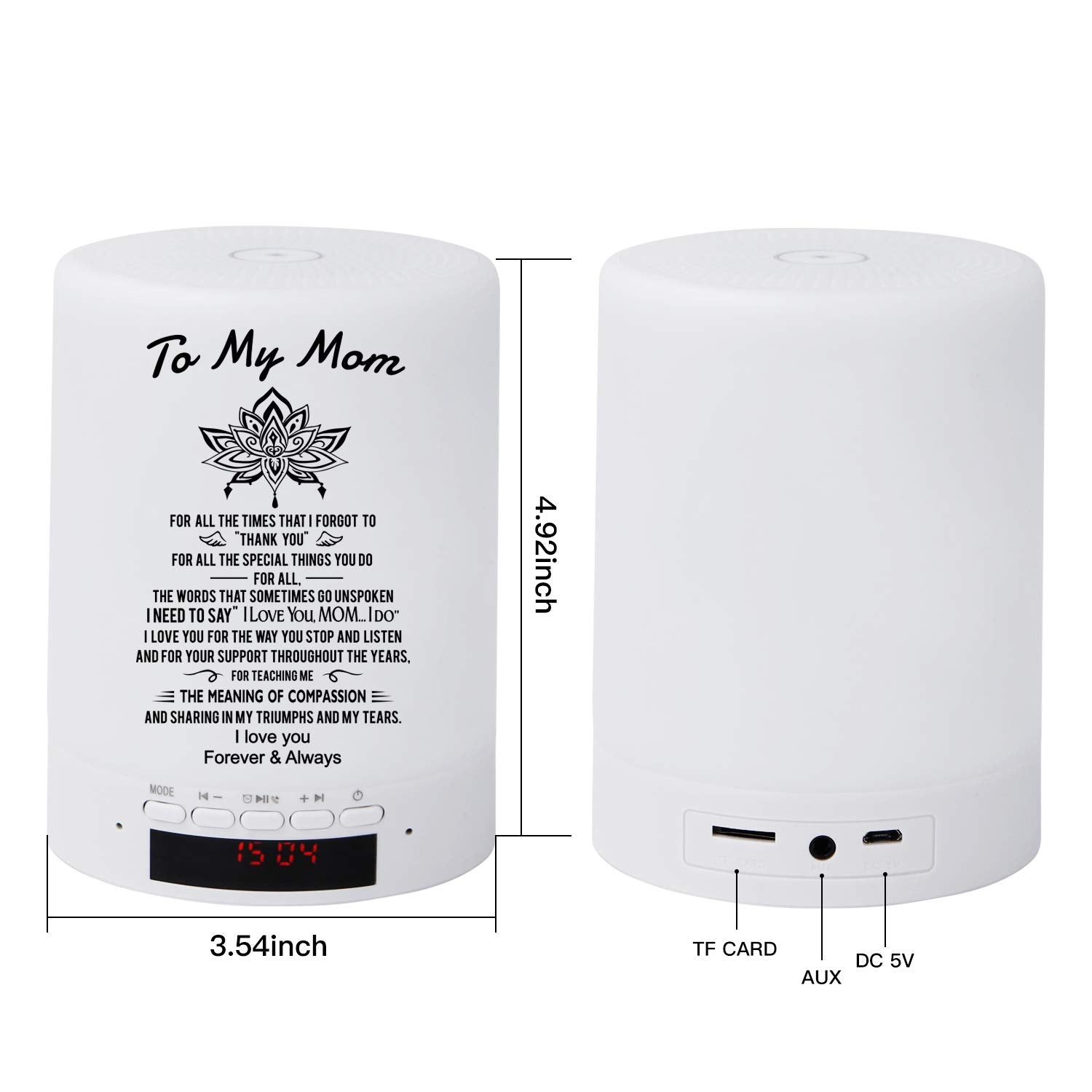 Kenon Engraved Touch Table Lamp For Mom, Personalized Touch Sensor Bedside Lamps With Bluetooth Speaker, Birthday Mother'S Day For Mom