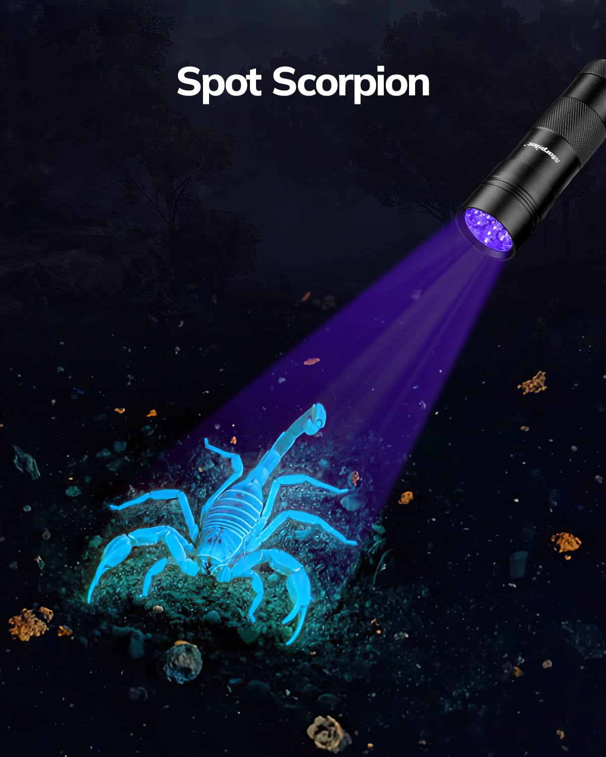Morpilot Blacklight Flashlights Uv Flashlight,12 Led 395Nm Ultraviolet Blacklight 2 Pcs Black Light Flashlight Mini, Torch Light Pet Urine Detector Light For Dog/Cat, Dry Stains,Resin Curing,Bed Bug