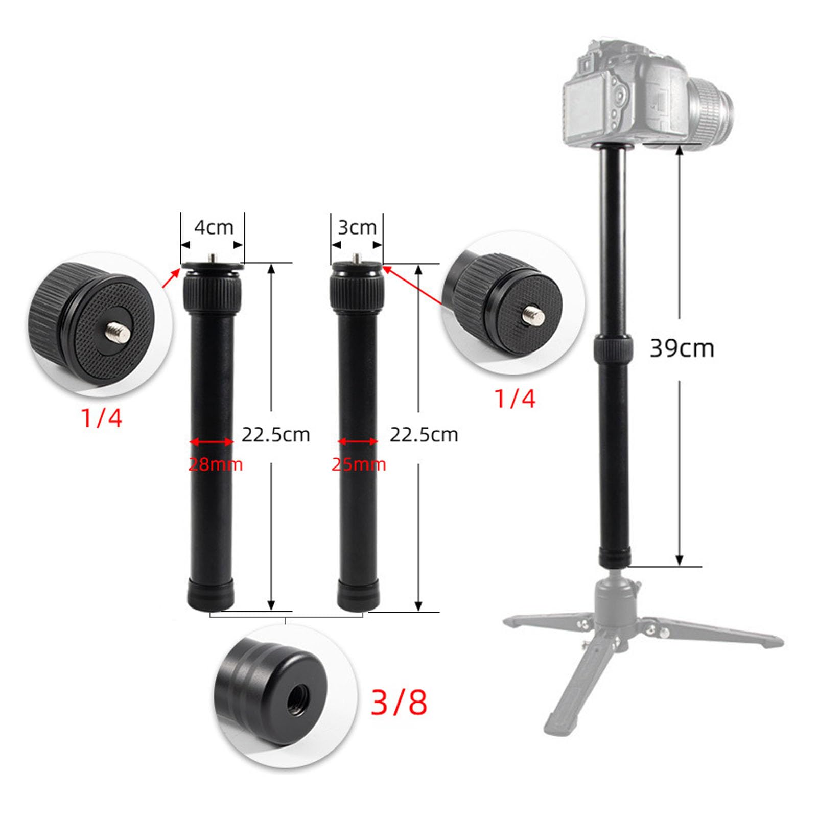 Diyeeni Extension Pole, Lightweight Strong 2 Sections Camera Extension Pole, Universal Central Column Extender Tube For Digtital Camera Smartphone, Gimbal Stabilizer Camera Pole, Diyeenie21Df6Qoun