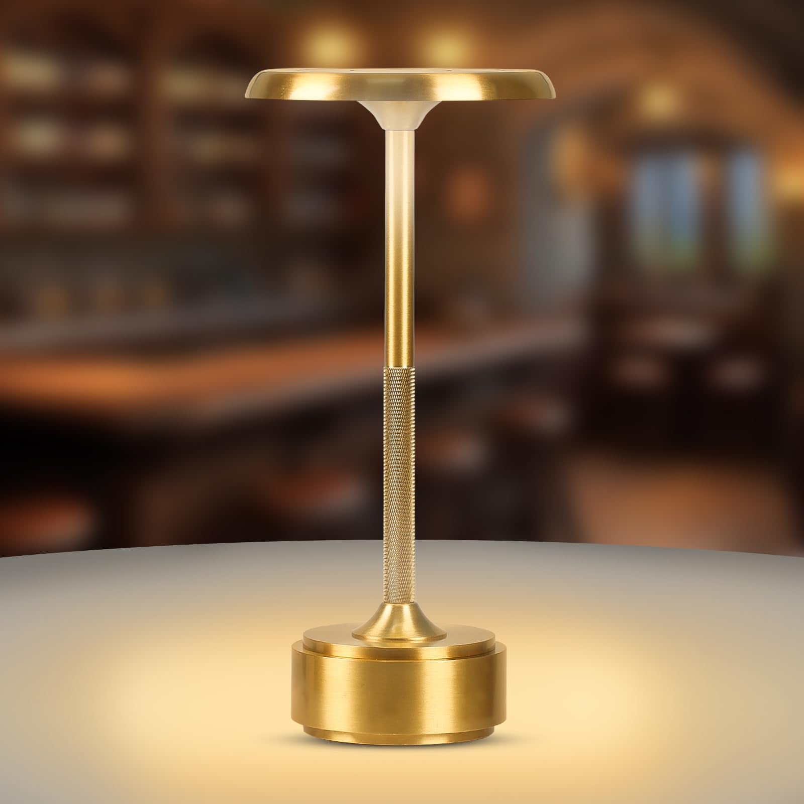 Hapygi 5200Mah Rechargeable Cordless Led Table Lamps Touch Sensor Light, 3-Levels Portable Dimming Wireless Battery Operated Lamp,Night Light/Restaurant Table/Outdoor/Coffee/Bar (Gold)
