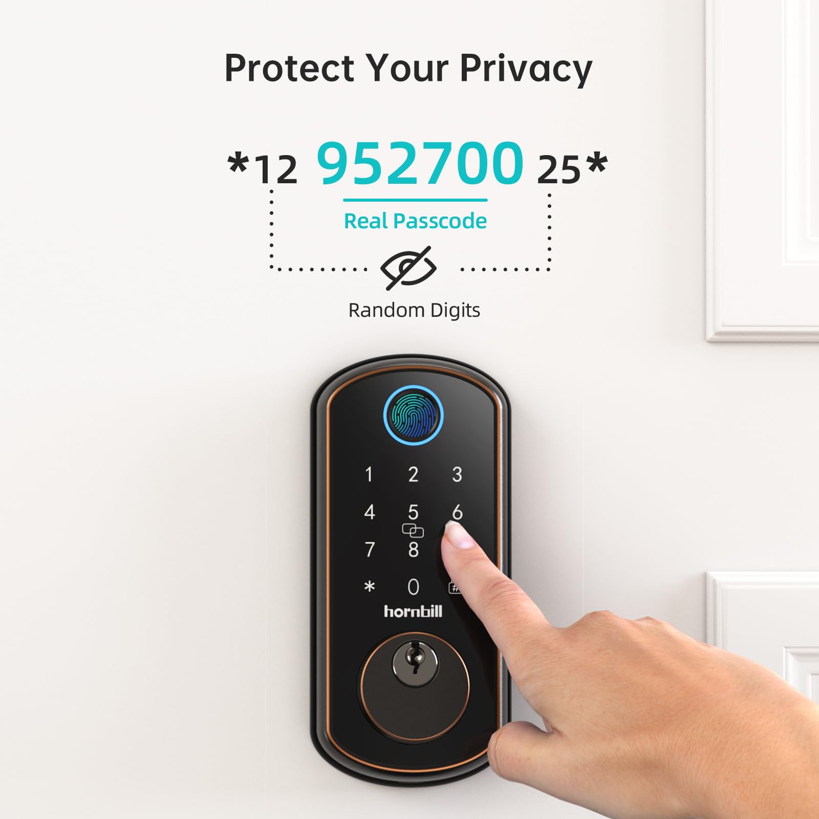 Hornbill Smart Front Door Lock Set: Wifi Keyless Entry Door Lock Deadbolt With Handle Set With 2 Knobs Alexa Bluetooth Remote Code For Home Oil Rubbed Bronze