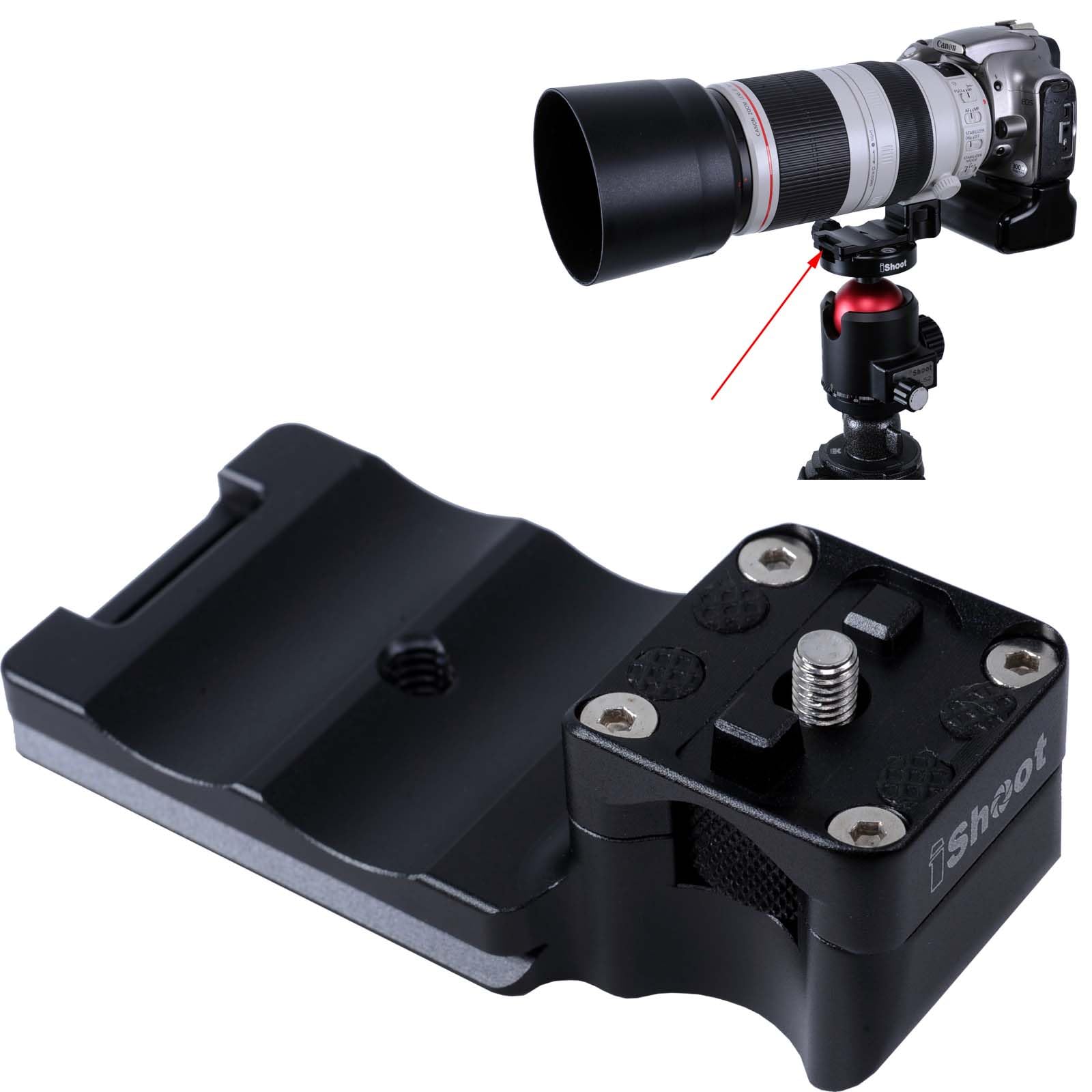 Ishoot Lens Collar Foot Tripod Mount Ring Base Replacement Stand Tripod Socket Compatible With Canon Ef 100-400Mm F/4.5-5.6L Is Ii Usm, Bottom Quick Release Plate For Arca-Swiss Fit Tripod Head Clamp