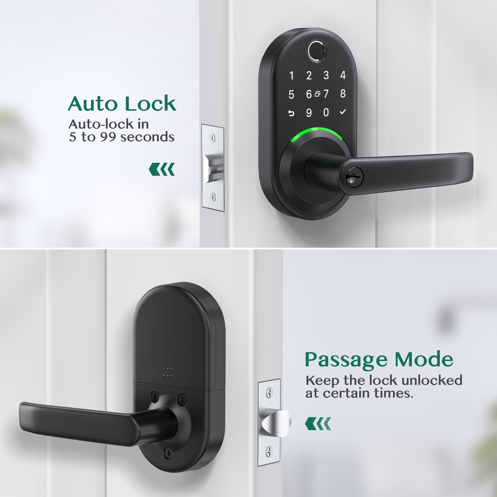 Yamiry Smart Door Handle Lock With Keypad: Fingerprint Smart Knob - Keyless Entry Digital Lock For Front Door - Deadbolt With App - Generate Passcode Remotely - Diy Installation