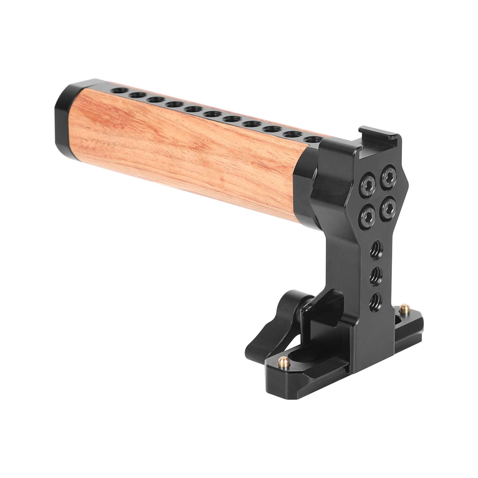 Camvate Wooden Top Handle Grip With Quick Release Nato Clamp And 70Mm Nato Safety Rail For Dslr Camera Cage Rigc - 2599