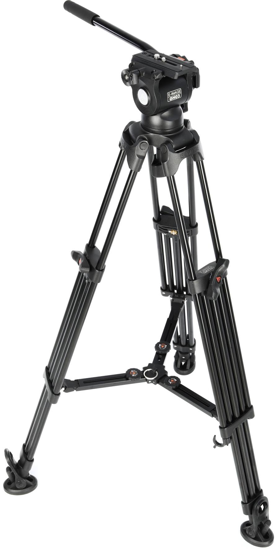 Ikan E-Image 2 Stage Aluminum Video Tripod W/Gh03 Fluid Pan/Tilt Video Head, Maximum Height: 66.5″, 75Mm Bowl, Variable Tilt/Drag, 11Lb Capacity (Eg03A2) - Black