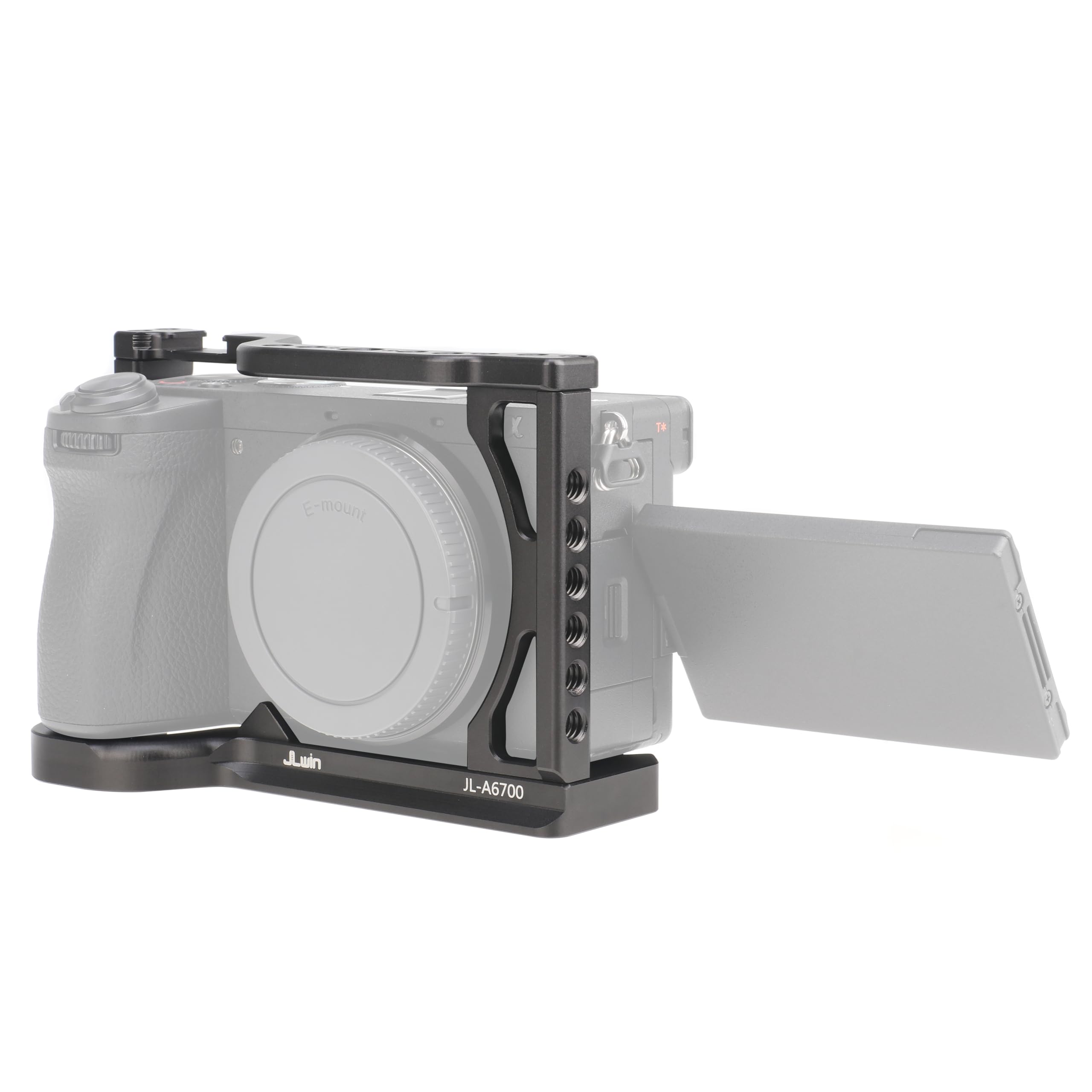 Hersmay A6700 Camera Cage Video Stabilizer With Top Handle For Sony A6700 Camera Cage Accessories Dslr Rig With Cold Shoe,Handle Locating Holes,Multiple 1/4" 3/8" Screw Holes
