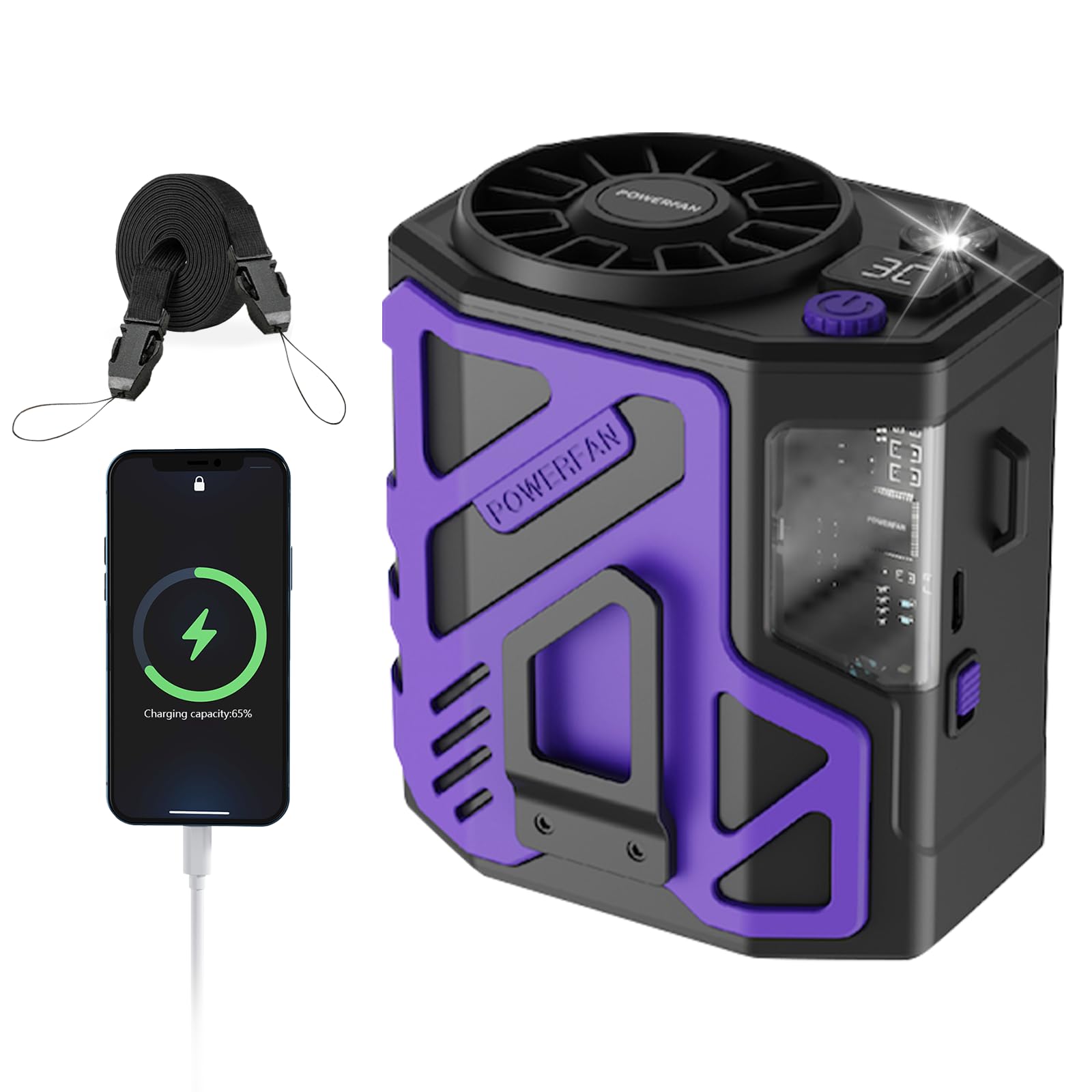 Portable Waist Fan Personal 10000Mah 10 Speeds Shirt Belt Fan Clip On Cooling Wearable Air Condition - Koospark