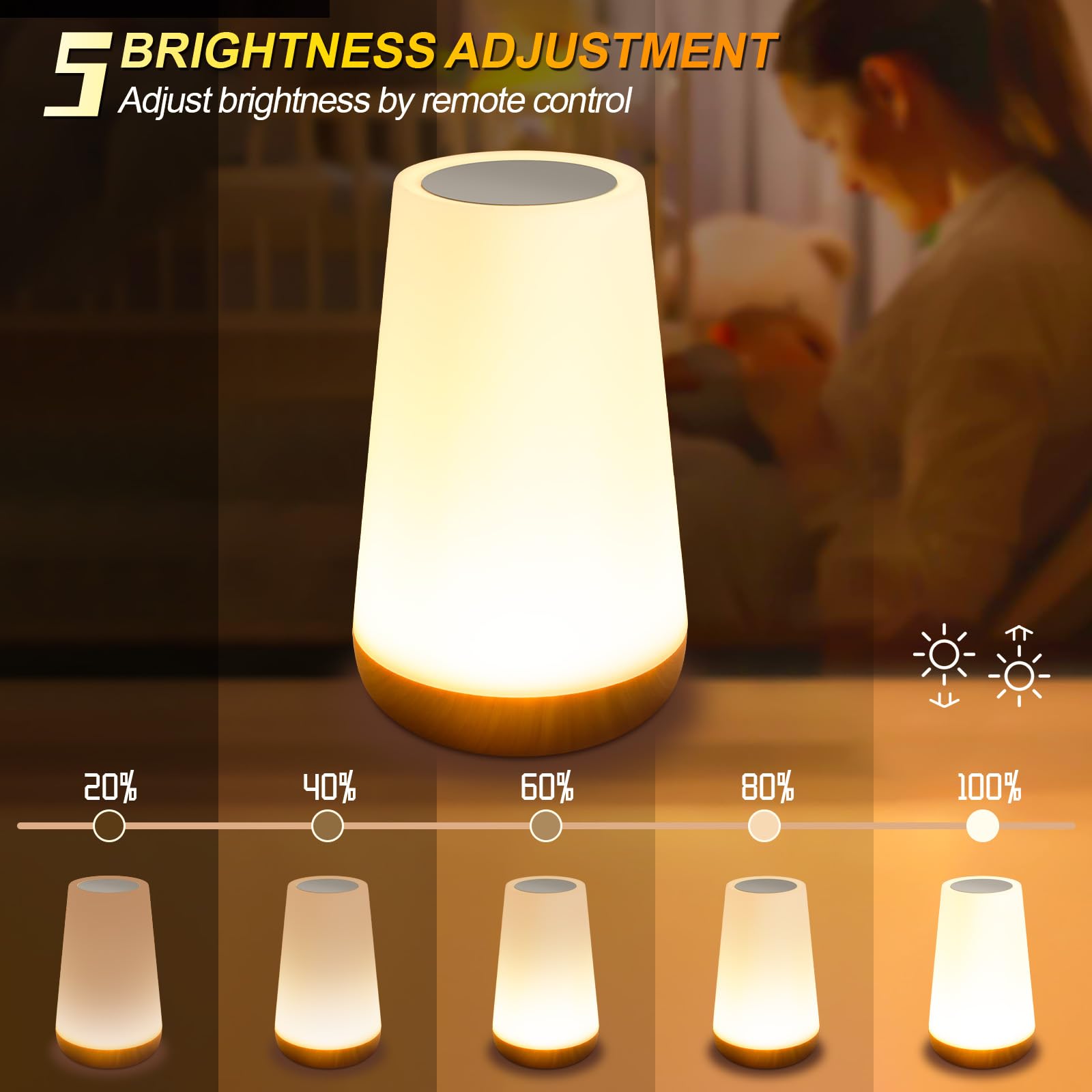 Boonbery Night Light For Kids, Dimmable Portable Table Bedside Lamp With Remote Control Animal Stickers, 13 Color Changing 5 Brightness, Rechargeable Desk Lamp For Kids Adult Bedroom Living Room Baby Nursery
