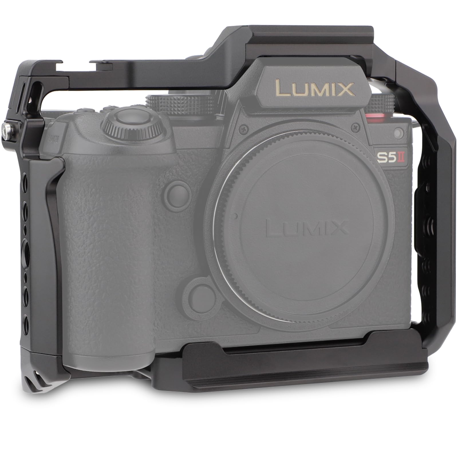 Leftfoto S5Ii Camera Cage For Panasonic Lumix S5 Ii / S5 Iix - Camera Protection Frame Rig With Arca Base,Nato Rail,Arri Threads Compatibility With Dji Rs2 Stabilizer- For Vlog Video Shooting