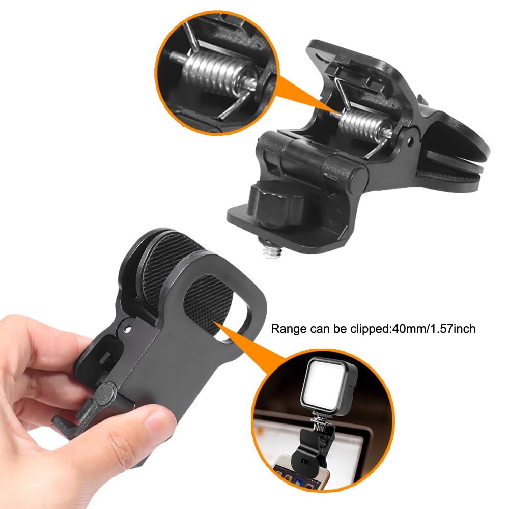 Recdec 2 Pack Selfie Light Clip Mount Holder With 1/4 Screw Connector Attachment Clamp Stand For Monitor Camera Screen Lcd Display Top Fill Light Flash Webcam Phone Tripod Tablet Video