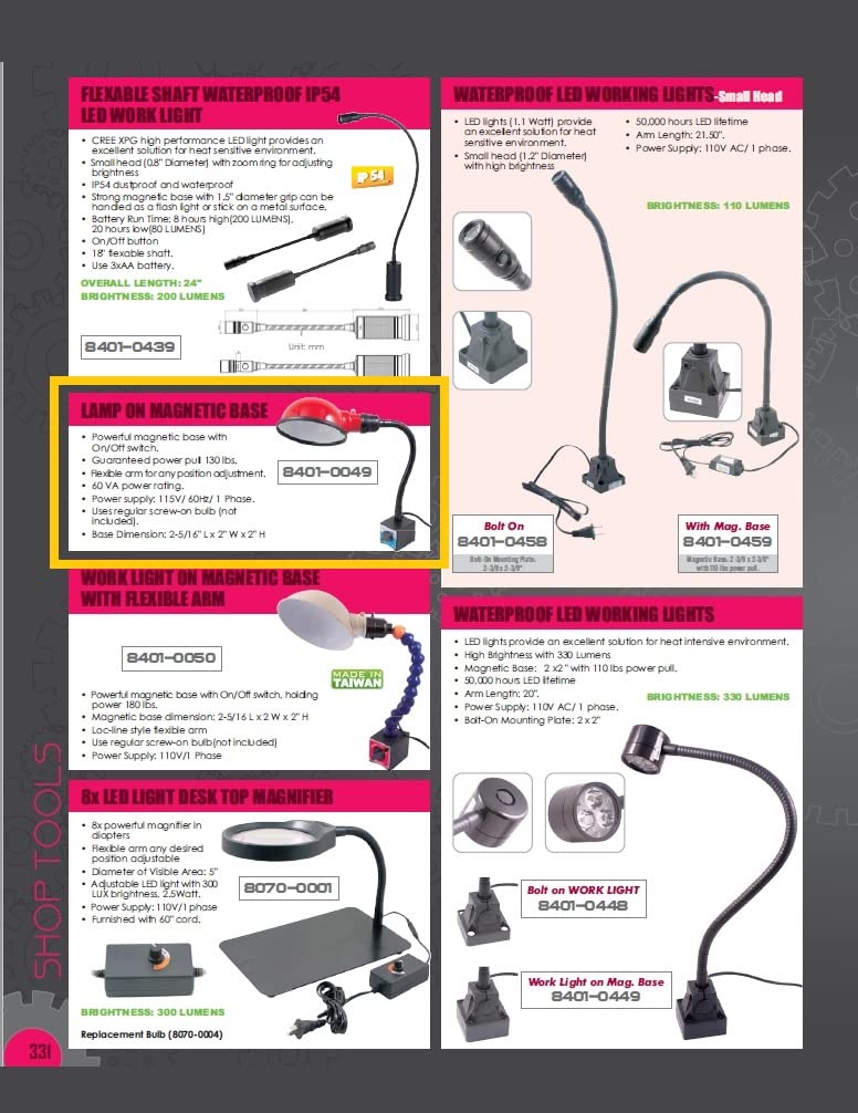 Hhip 8401-0049 Work Lamp On Magnetic Base
