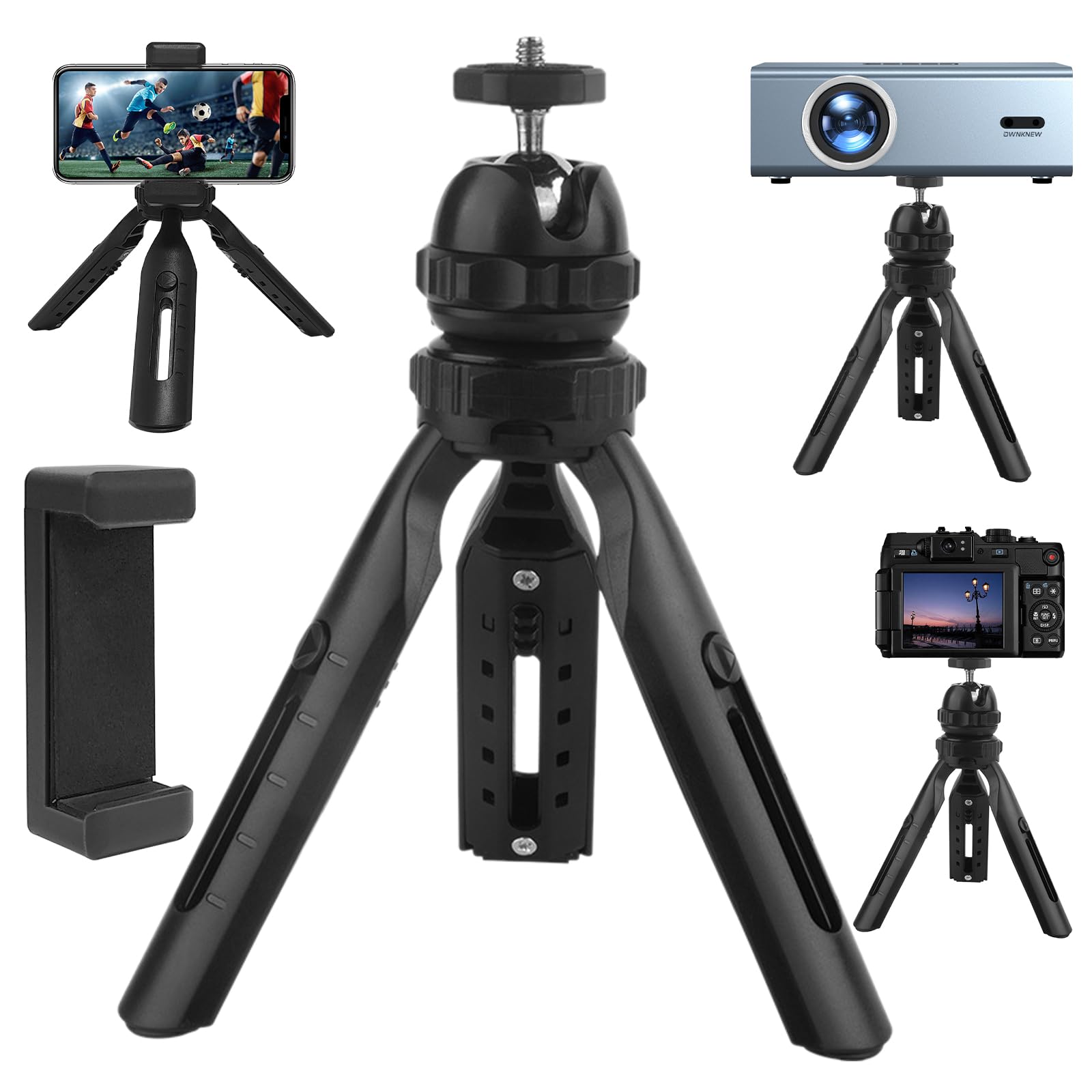 Ownk Projector Desktop Mount, Outdoor Stand For Projector Adjustable Height Camera Phone Tripod For Camera Video Light Smartphone, Lightweight For Travel