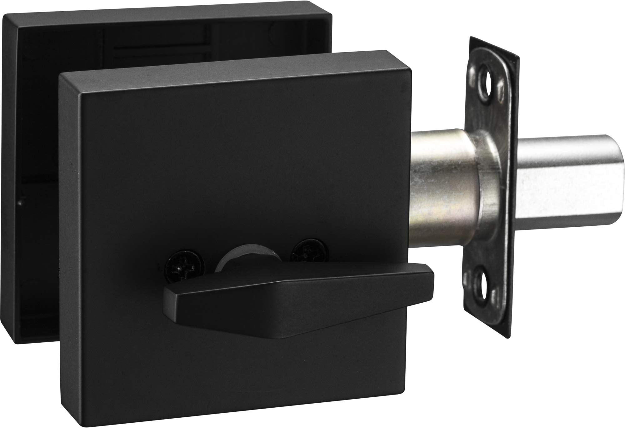 Berlin Modisch Contemporary Square Single Cylinder Deadbolt Lock For Front Door Entrance Modern High Security Heavy Duty – Iron Black Finish