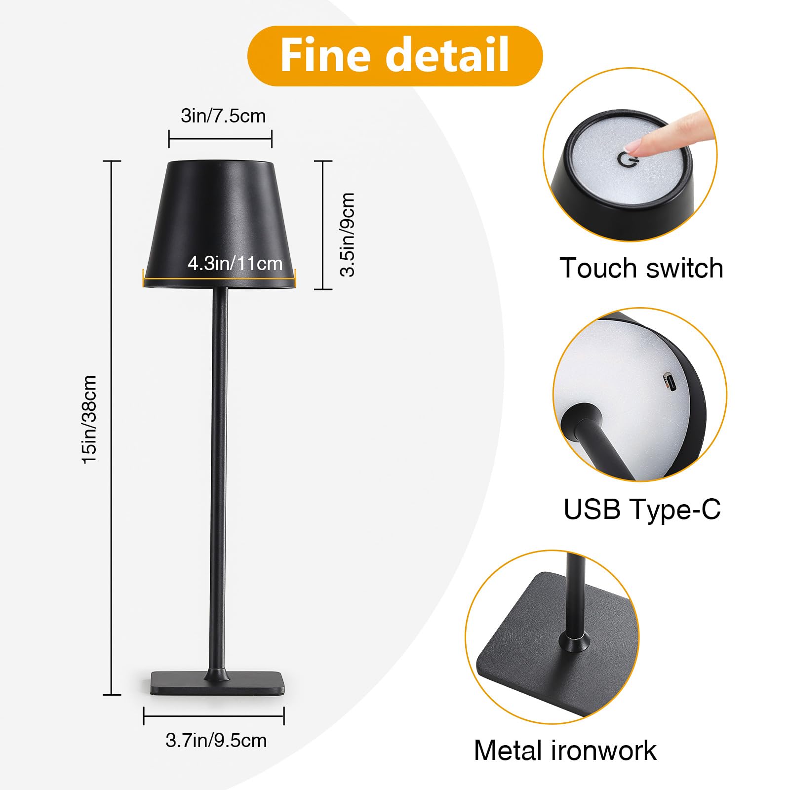 Hajinlu Cordless Table Lamp Battery Operated Rechargeable For Dinning Table Home Decor Bedside Nightstand Small Night Light (Red)