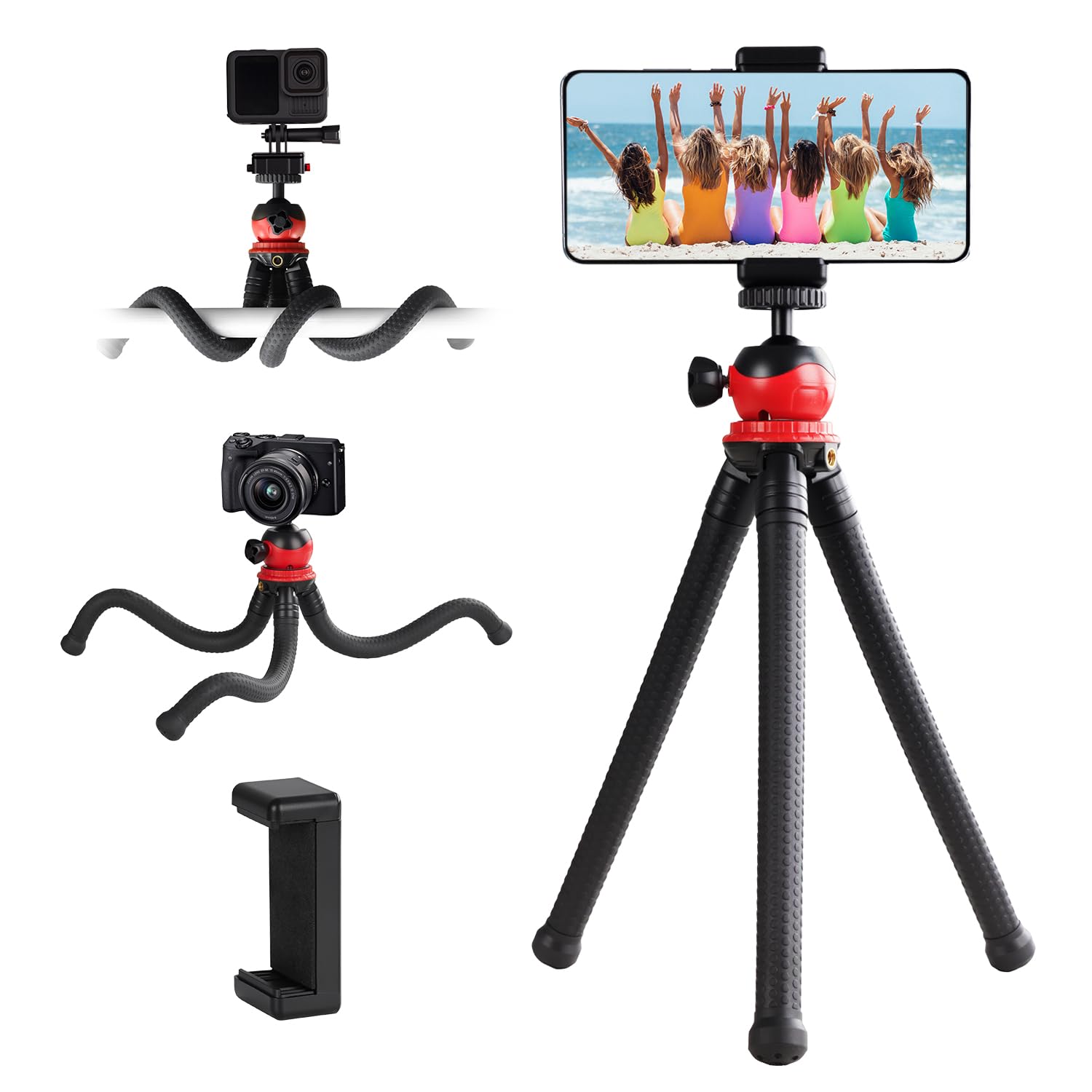 Minicor Flexible Bendable Tripodfor Iphone And Action Cameras,Mini Handheld Portable Tripod Stand For Vlogging Travel And Photography,Black