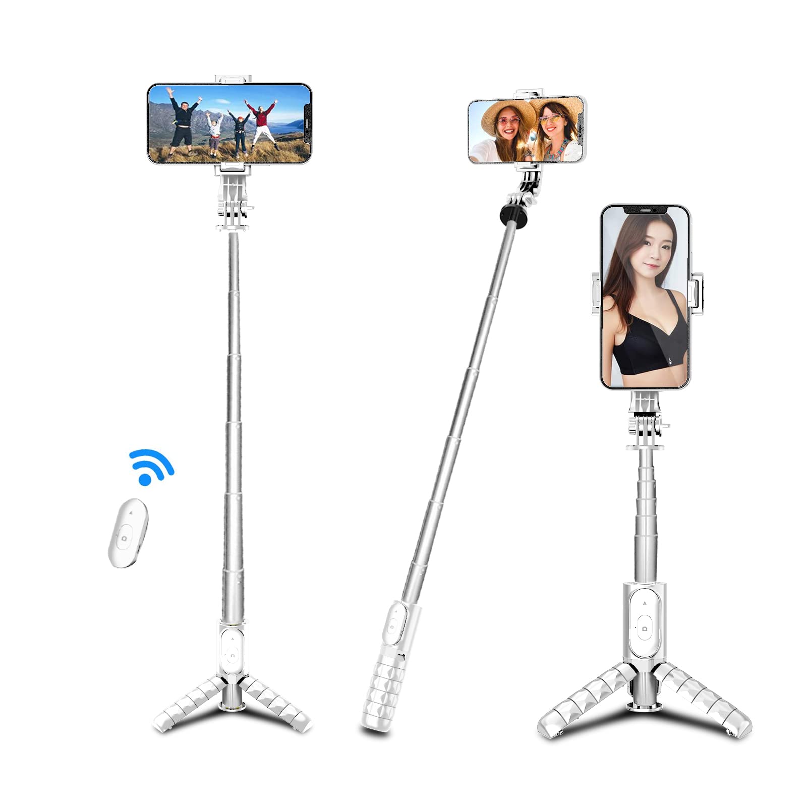 Drpht Dc Portable Travel Selfie Stick, Mini Phone Tripod With Detachable Wireless Remote, Extendable Aluminum Alloy Tripod Compatible With Iphone 13 12 11 Pro Xs Max X 8Plus 7 Samsung
