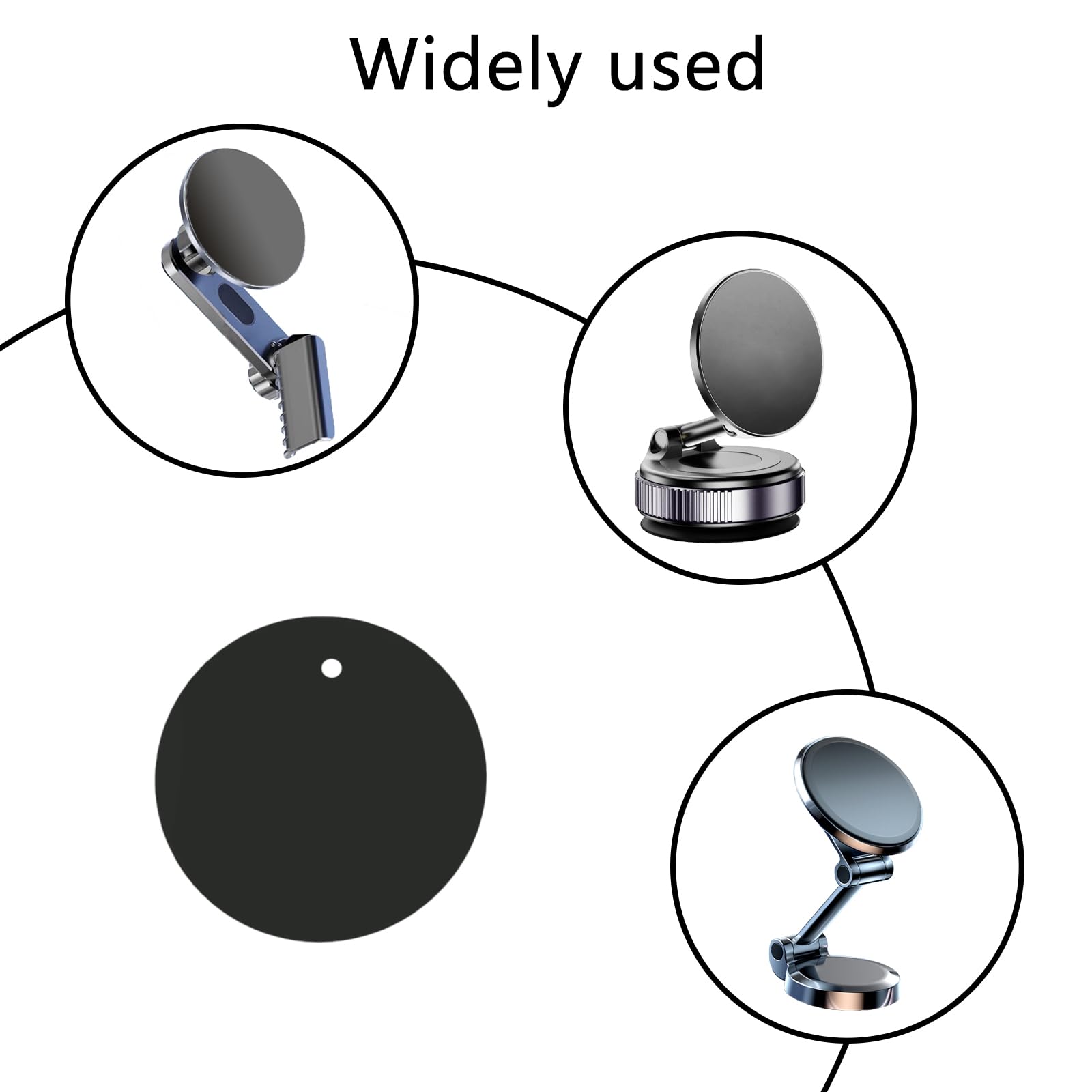 Gdminlo Mount Metal Plate（4Pack） For Magnetic Car Mount Phone Holder With Full Adhesive For Phone Magnet, （2 Rectangle And 2 Round）