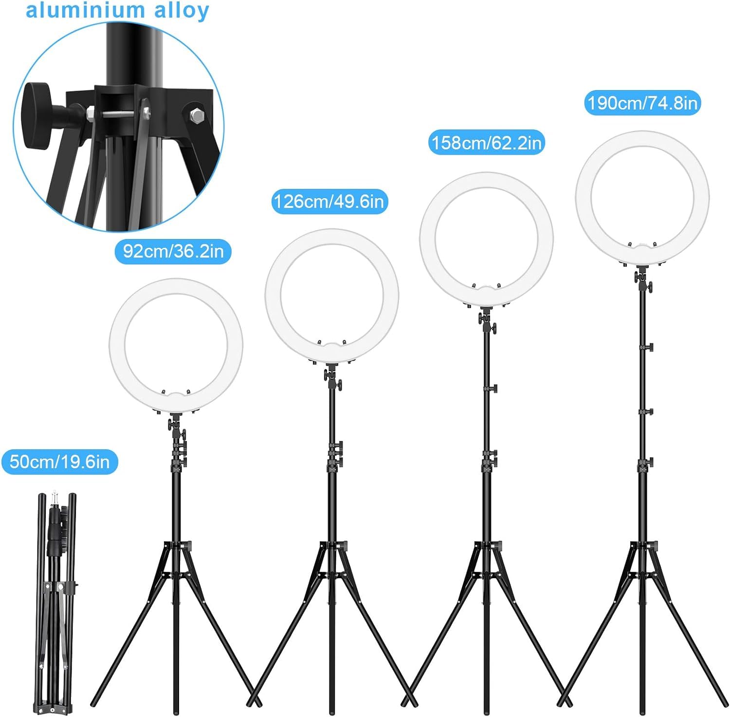 Ivisii Ring Light Kit - 19"/48.5Cm Outer 60W 3000K-5800K Bi-Color Ring Light With Tripod Stand, Carrying Bag - Perfect For Camera, Smartphone, Youtube, Tiktok, Vlogging, And Self-Portrait Shooting