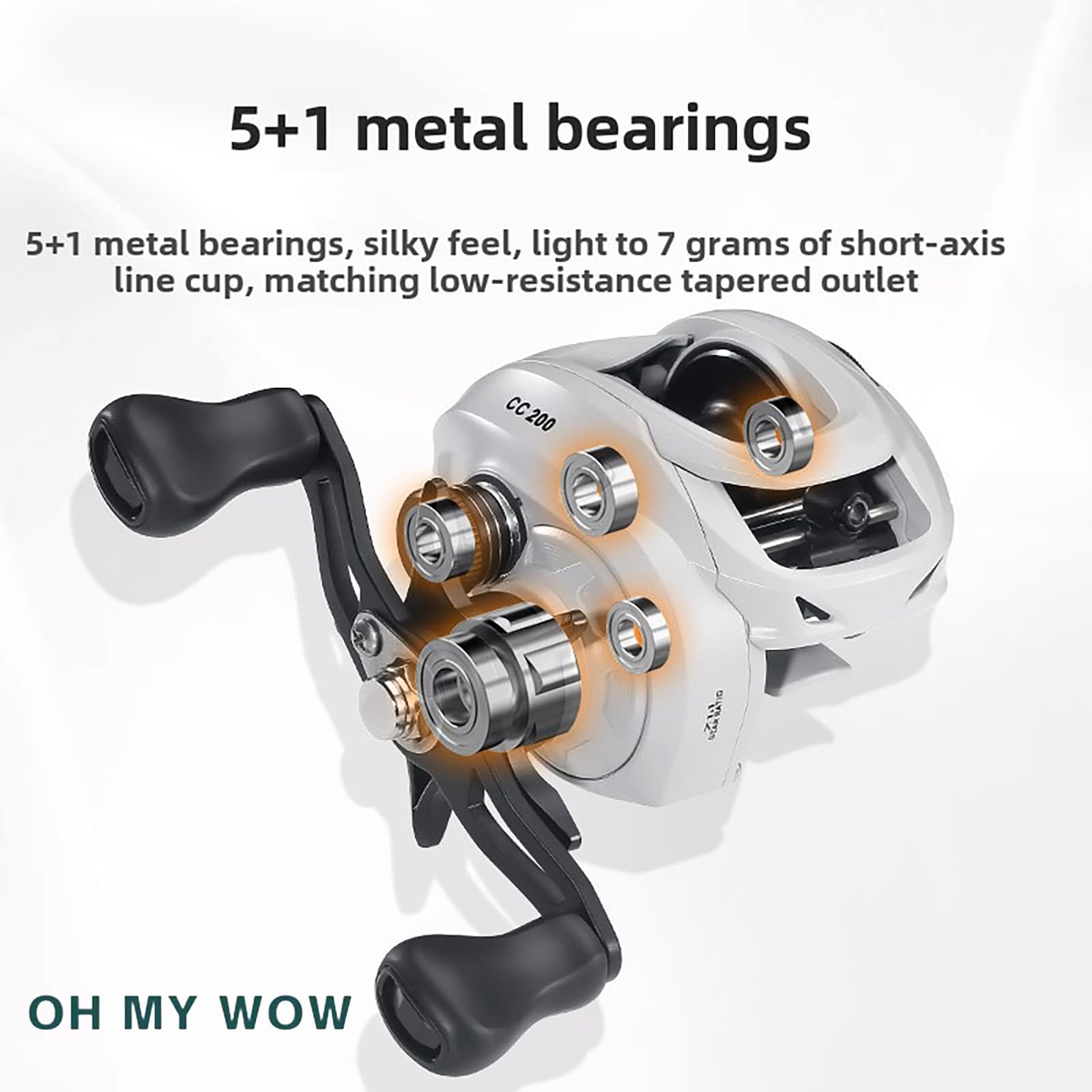 Oh My Wow Fishing Reel Baitcast Baitcasting Reel Right Hand Metal Spool And Handle For Saltwater And Freshwater Bass