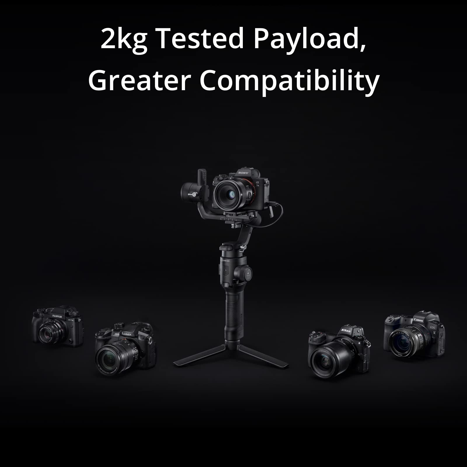 Dji Ronin-Sc, 3-Axis Camera Stabilizer, Up To 2Kg (4.4Lbs) Payload, Lightweight Design, Dynamic Stability, Automated Features, Available For Canon/Sony/Panasonic/Nikon/Fujifilm