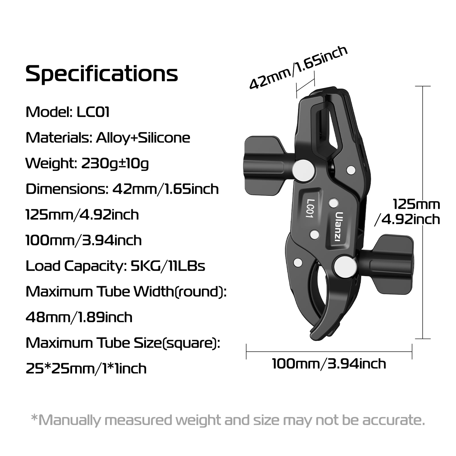 Ulanzi Super Clamp Mount For Light Stand Double Camera Clamp Mount Monitor Magic Arm Adapter Thread For Photo Studio, Photography Reflector, Cross Bars