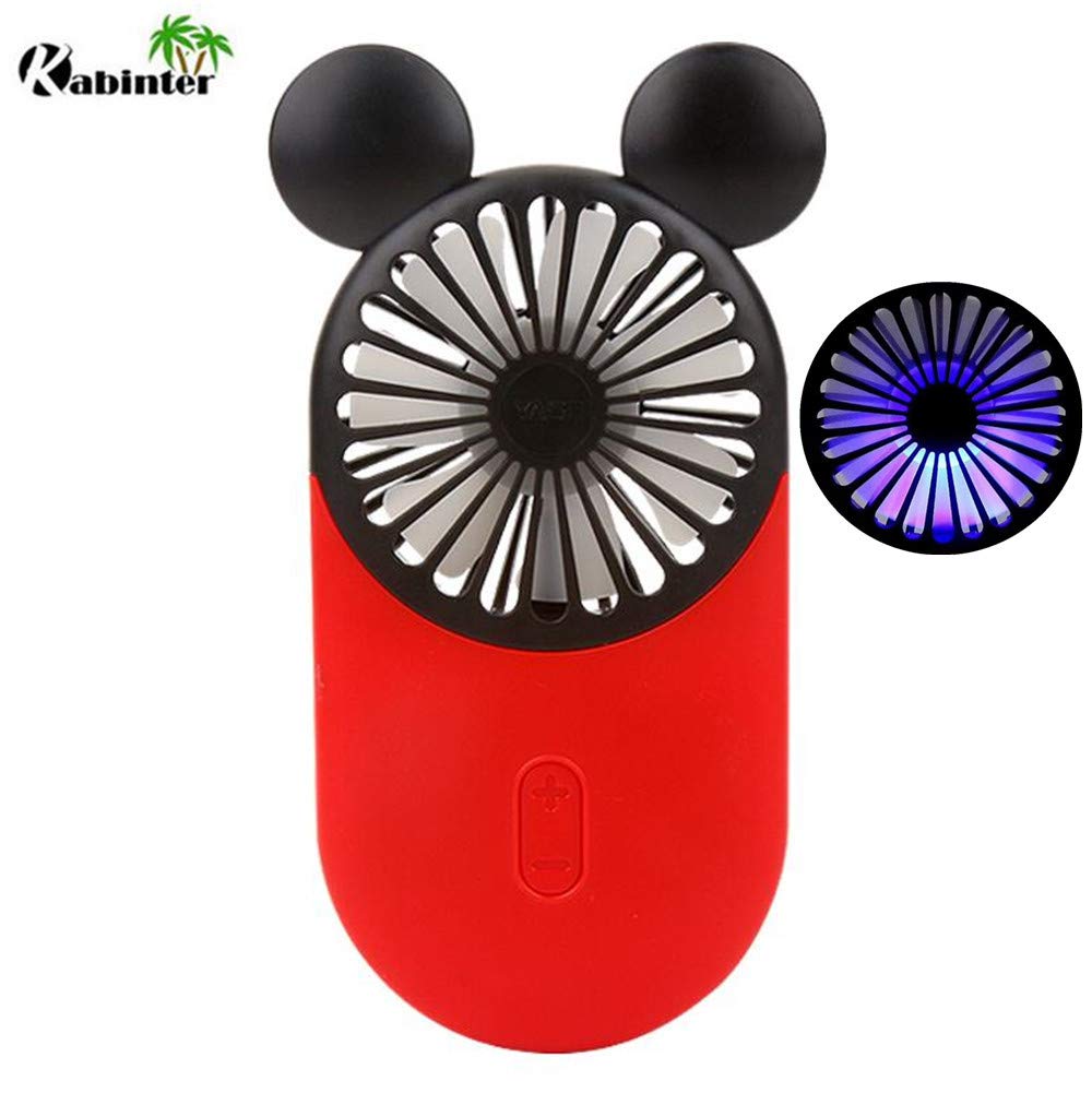 Cute Personal Mini Fan, Handheld & Portable Usb Rechargeable Beautiful Led Light, 3 Adjustable Speed