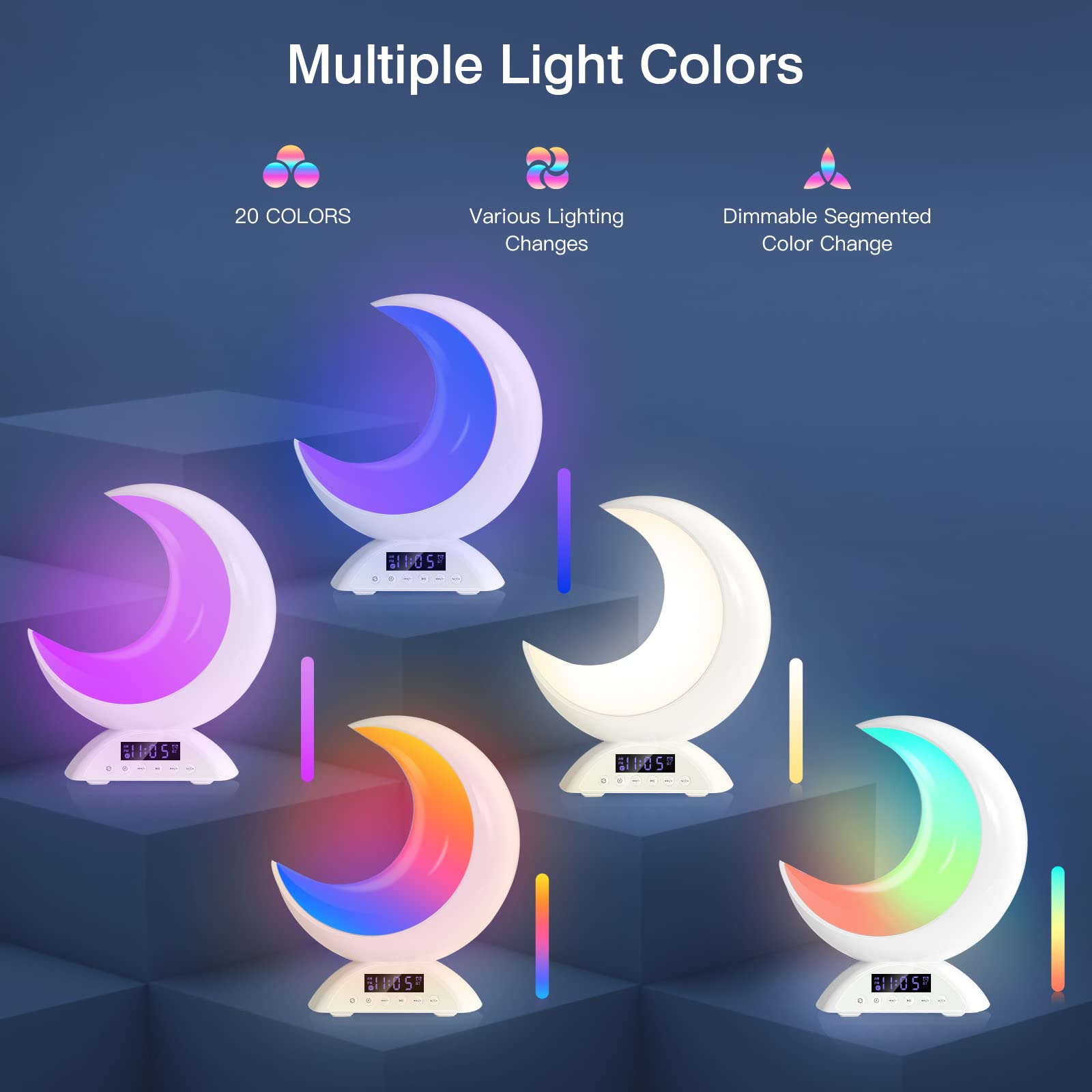 Brnewo Touch Moon Table Lamp With Time Alarm Clock, Rgb Adjustable Light With Bluetooth, With Scene Mode And Music Mode, Warm White Led Moon Light, Suitable For Home Decoration, Bedroom Living Room Desk.