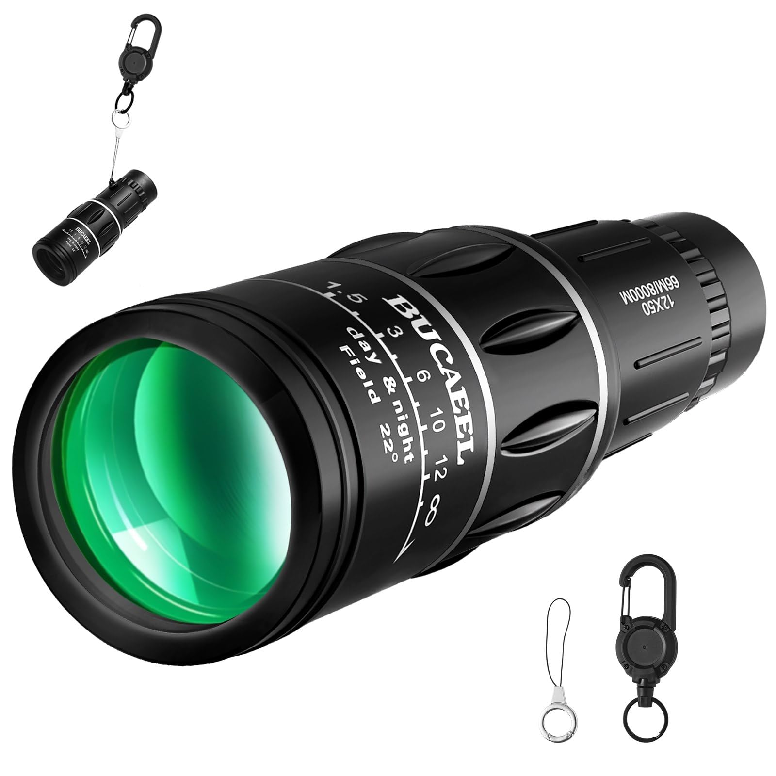 Ylq Monocular Telescope12×50 High Power Monocular For Adults With  Box & Carabiner Clip，Compact Pocket Travel Monocular Scope, Portable Lightweight Monocular For Bird Watching, Hiking, Concerts