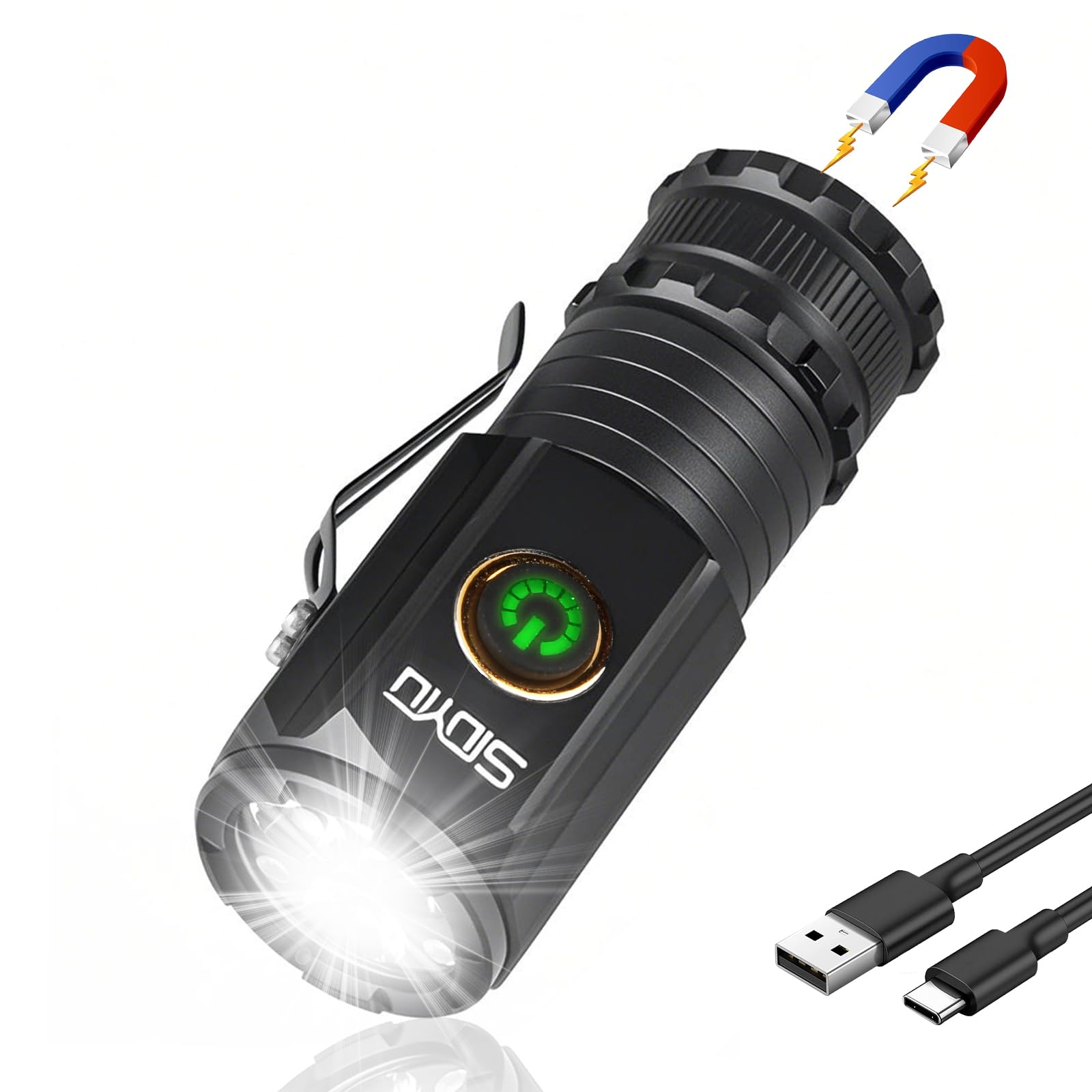 Siuyiu Rechargeable Edc Flashlight 1000 Lumens, 5 Modes Powerful Edc Flashlight With Clip, Mini Flashlight, Ipx4 Waterproof Led Pocket Flashlight, For Emergency & Outdoor Activity Ligh