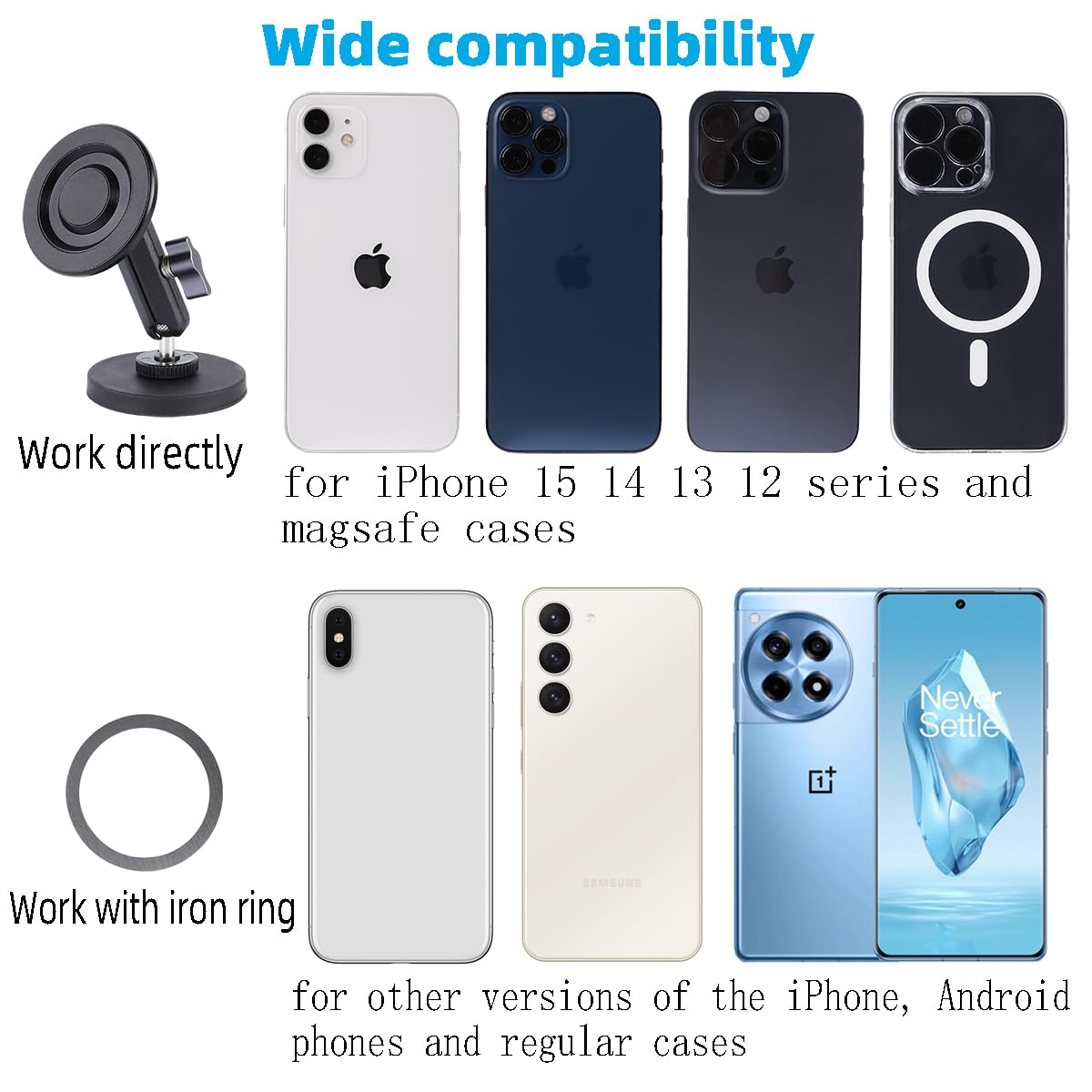 Leenconghui Gym Magnetic Phone Holder For Magsafe, Dual Magnetic Phone Mount For Gym Attach To Metal Surface, Compatible With Iphone 16 15 14 13 Pro Max Magsafe Case, 360° Adjustable, Perfect For Recording Video