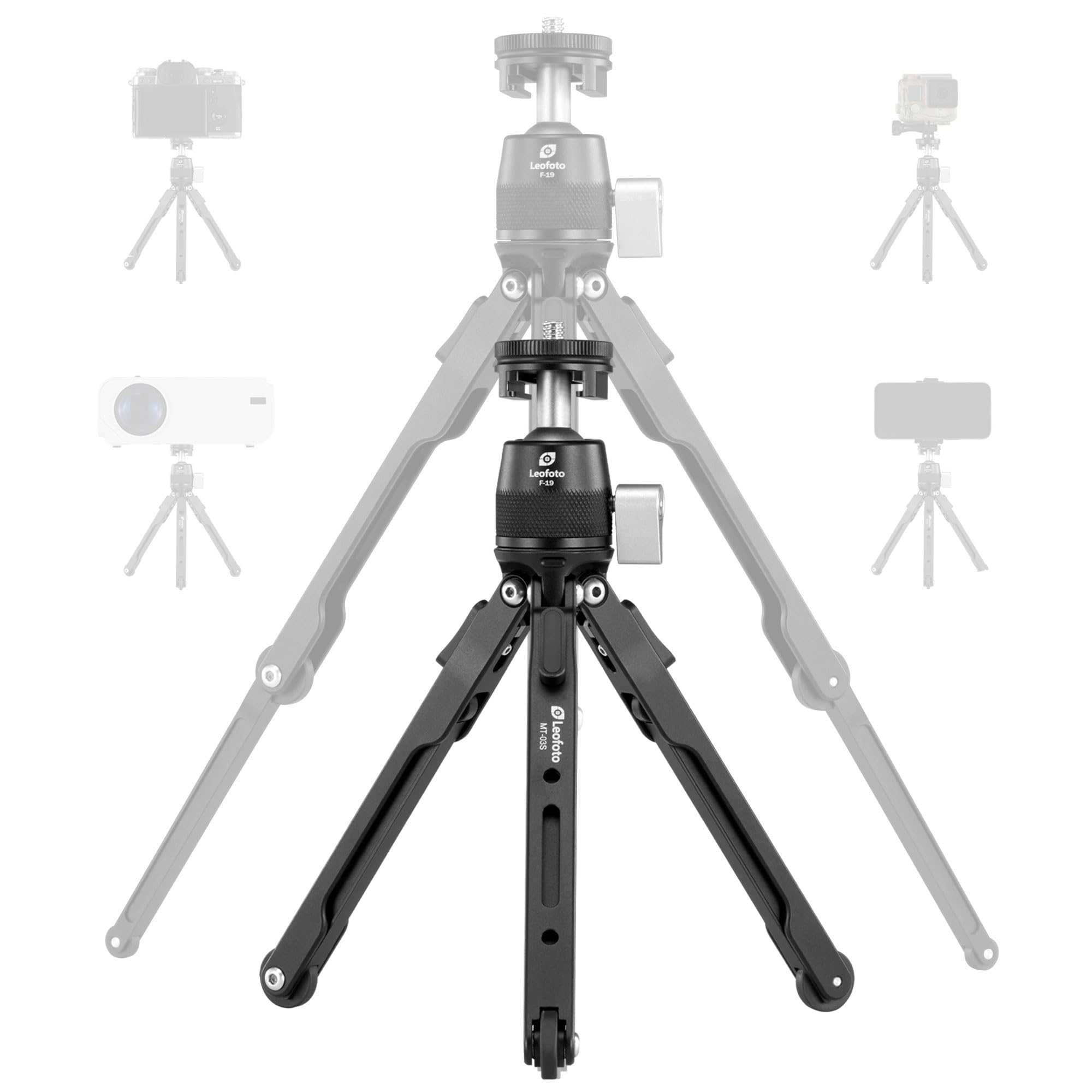 Leofoto 9.84" Aluminum Table Tripod With Ball Head For Camera, 360° Rotation Desktop Tripod With 1/4" Screw For Phone Adaptor/Projector/Sport Camera, Max Load 11Lb