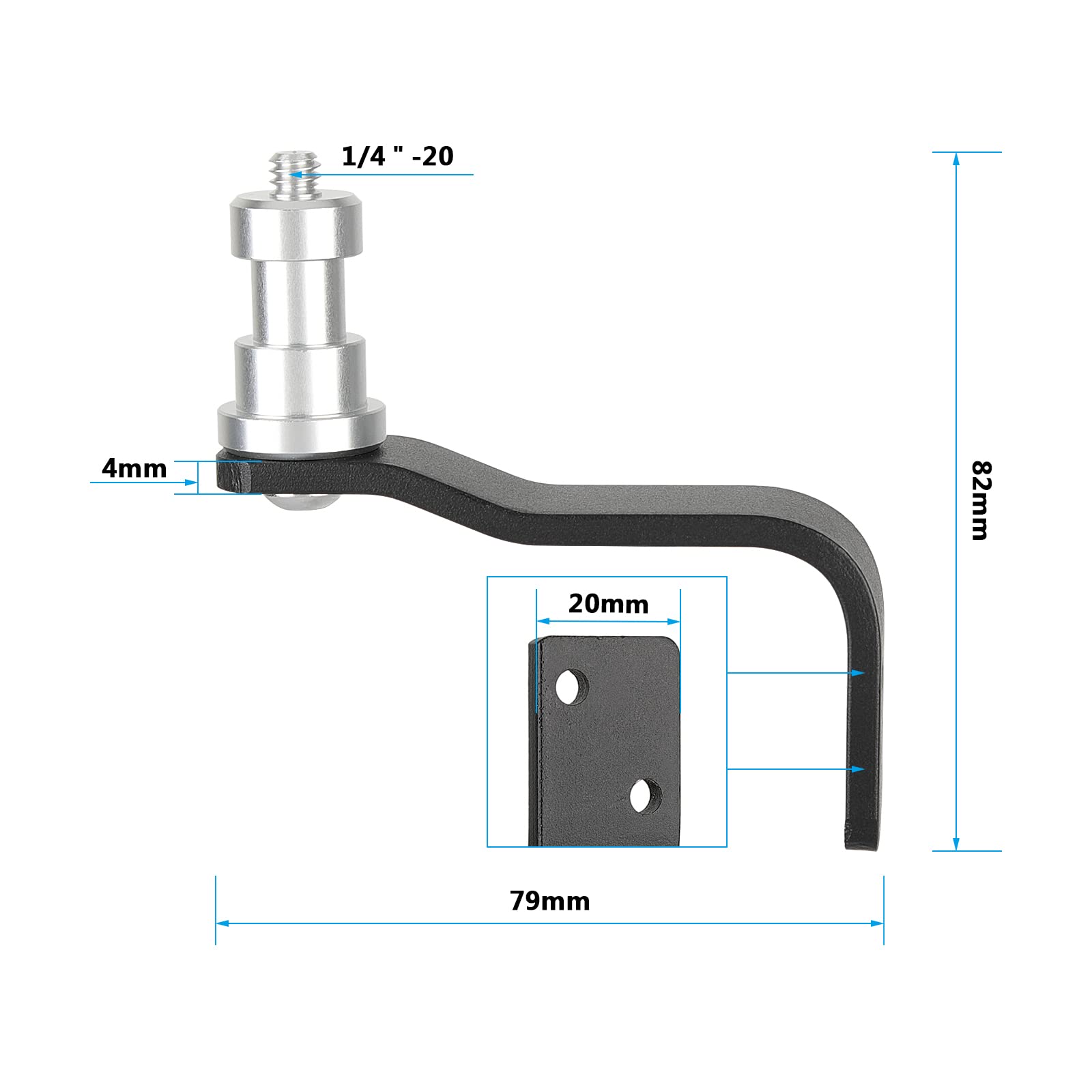 Camvate L Type Support Pedestal Wall/Table/Ceiling Mount With 1/4"-20 Thread Screw Adapter - 2977