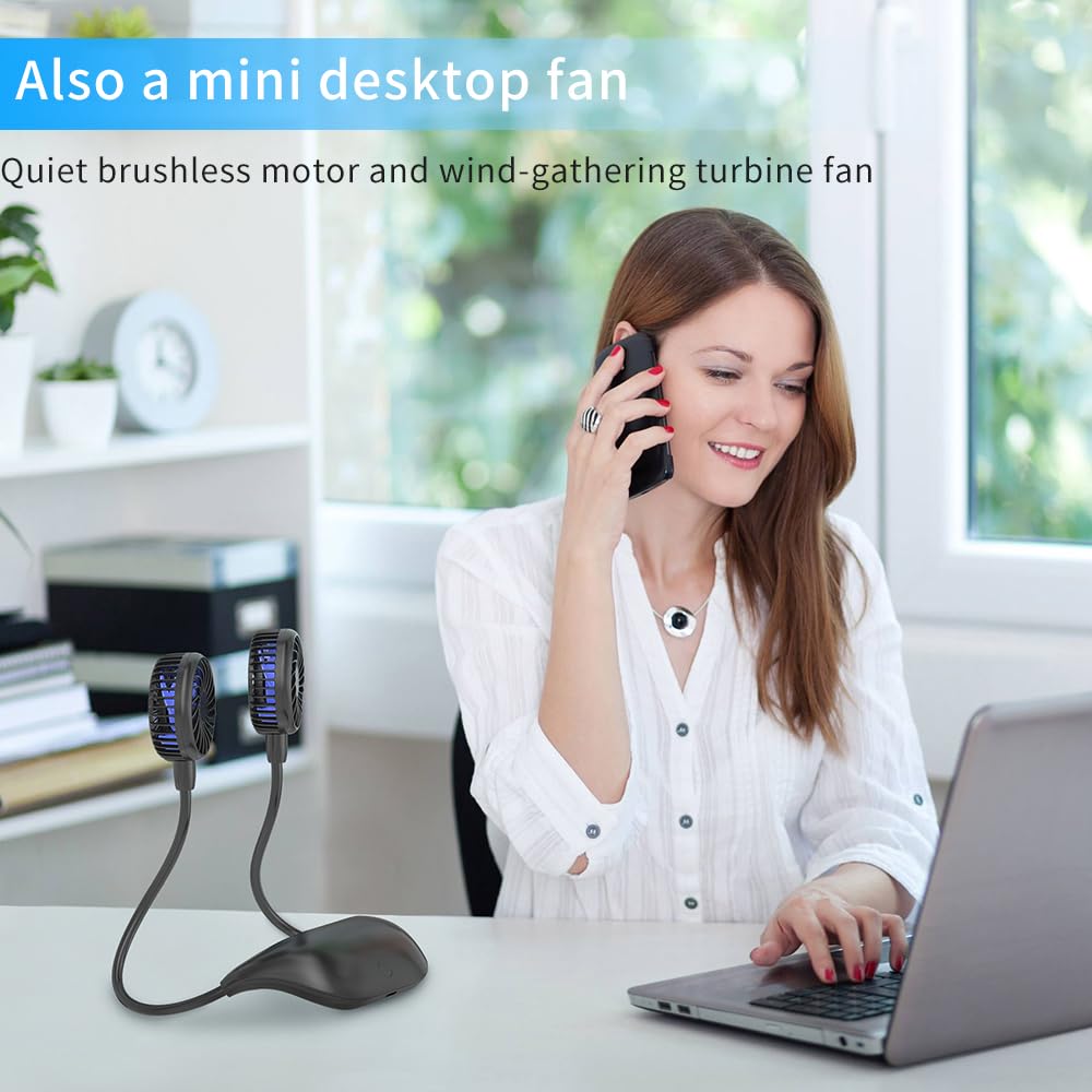 Handfan 5000Mah Neck Fan Portable Rechargeable, Wearable Personal Fans For Neck, Hands Free Necklace