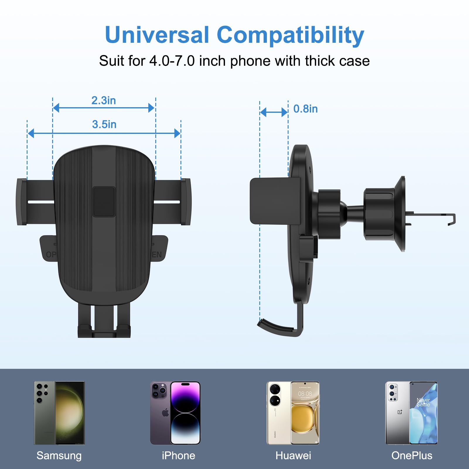 Fivebox Mount On Air Vent Phone Holder For Your Car With Hook Clip, Air Vent Cell Phone Car Mount, Hands  Universal Automobile Cradle Fit For Iphone, Android, And All Smartphones