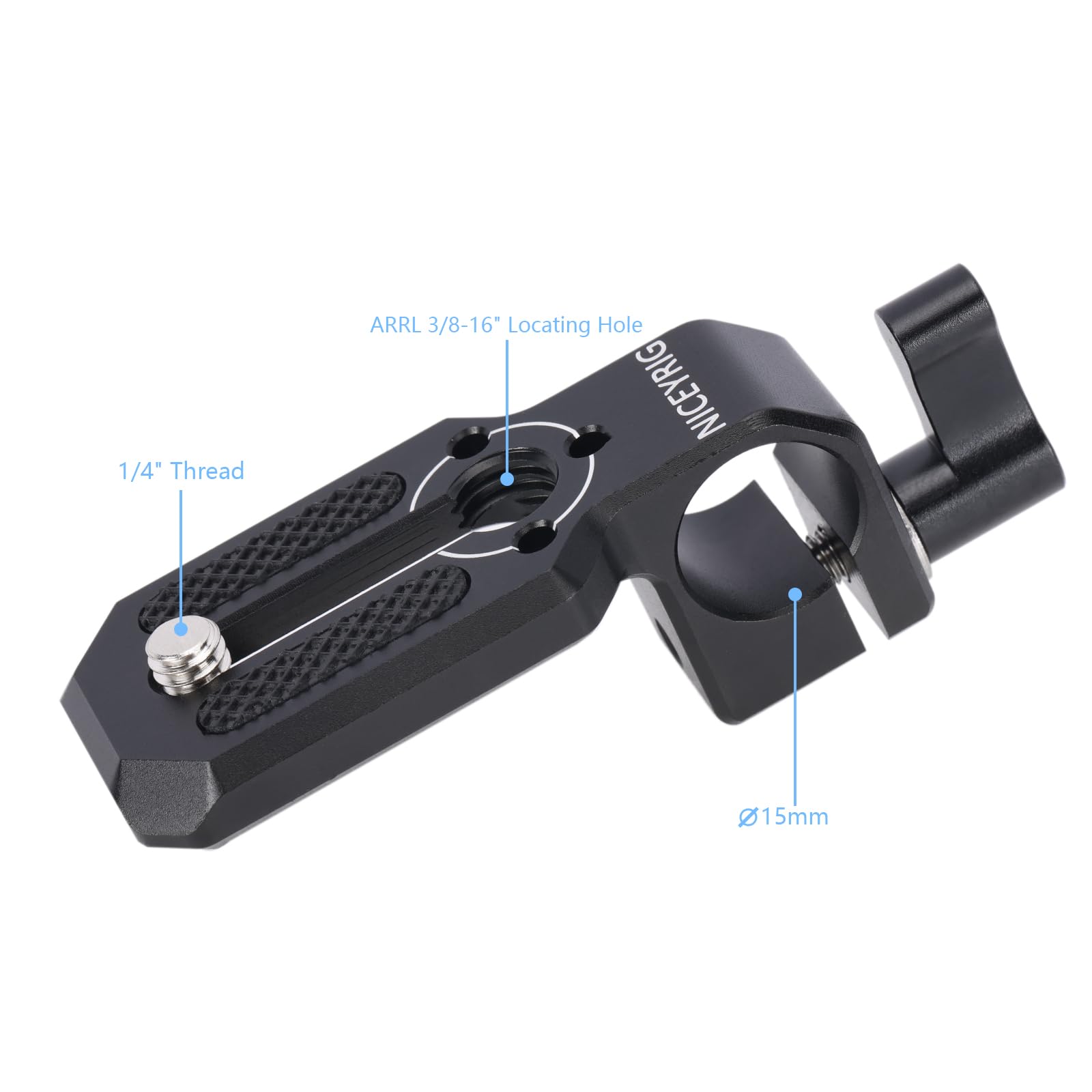 Niceyrig 15Mm Single Rod Clamp To Monitor Mount Evf Mount With Mini Plate, 3/8'' Arri Locating Hole - 596