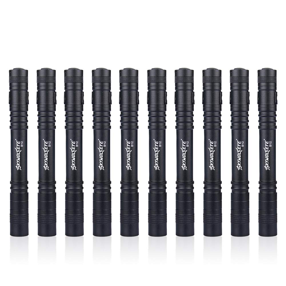 Cussity 10 Pcs Led Medical Penlight, 1000 Lumen Penlight Edc Xpe Q5 Black Nurse Doctor Flashlight With Clip Penlight