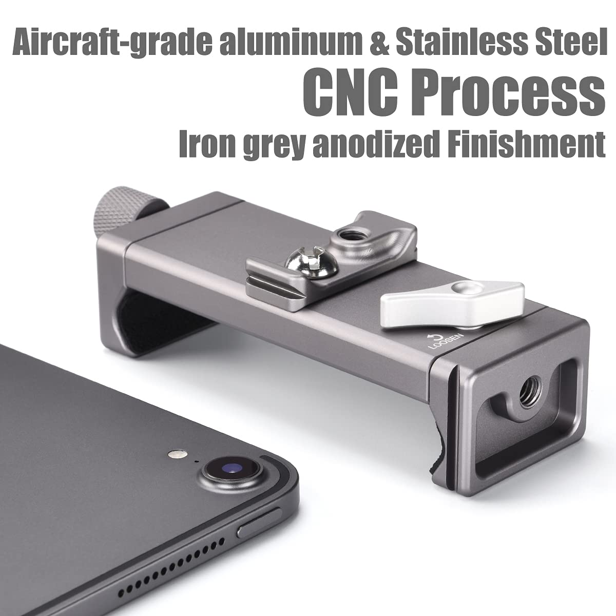 Shiee Full Metal Tablet Tripod Holder – Compatible With Ipad Mini, Air, Pro 1/4" Screw & Arca Dovetail Mounts Universal Tablet Clamp Adapter