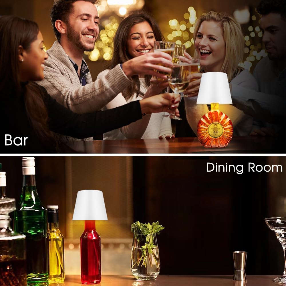 Ejfoiej Wireless Bottle Lamp Shade,Touch Control Wine Bottle Lamp,3 Color Stepless Dimming Bottle Table Lamp,Night Light For For Bars Restaurants