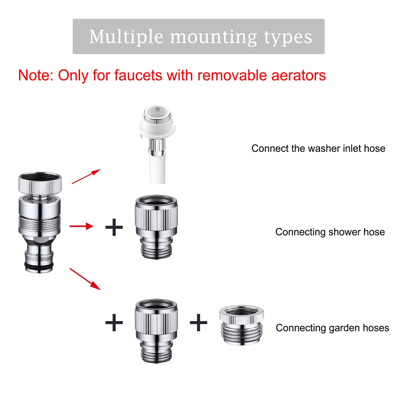 Walkinginrain Kitchen Sink Faucet Quick Connector, Dishwasher Washer Snap Coupling Adapter, Faucet To Garden Hose Adapter For Bathroom Kitchen/Shower Hose/Garden Hose