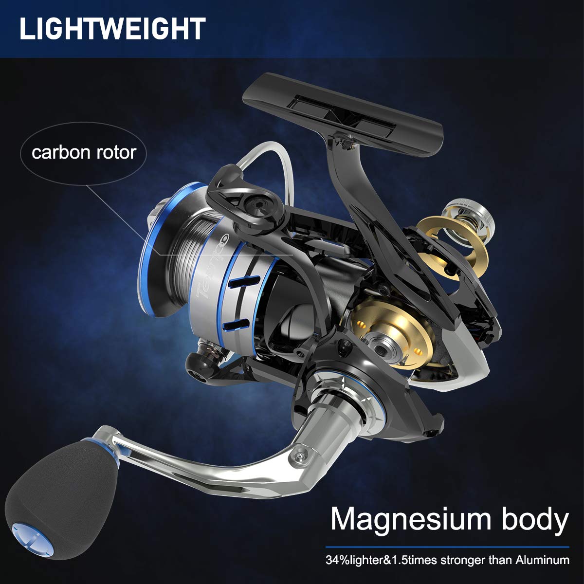 Tempo Apex Spinning Reel, Ultralight Premium Magnesium Body, Super Smooth Fishing Reel With 10 + 1 Bb, Powerful And Durable Reel With Strong 39Lb Max Carbon Fiber Drag