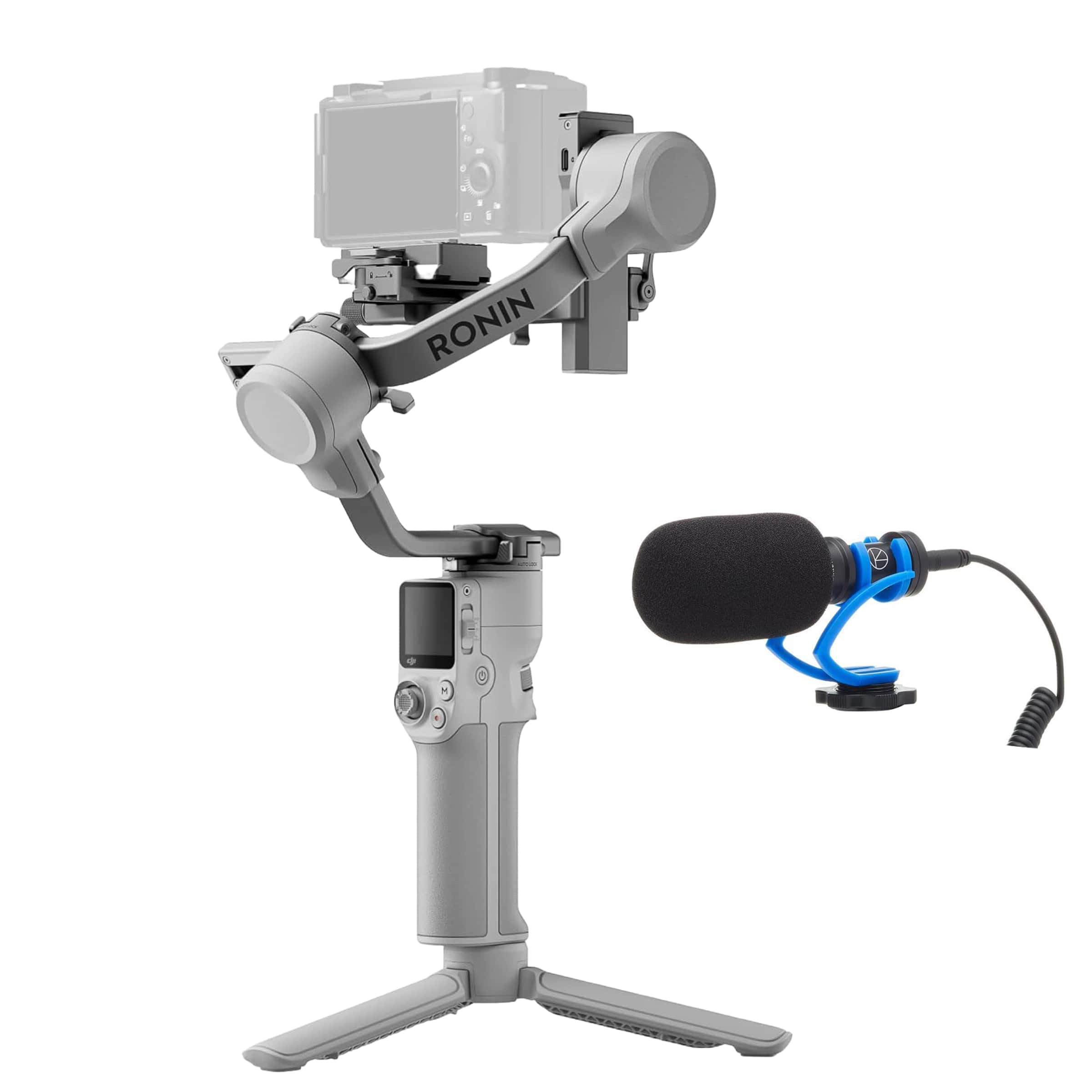 Dji Rs 4 Mini, Gimbal Stabilizer For Cameras, Auto Axis Locks, Intelligent Tracking, Camera Gimbal, Native Vertical Shooting + Turnstile Condenser Shotgun Microphone (Rs 4 Mini)