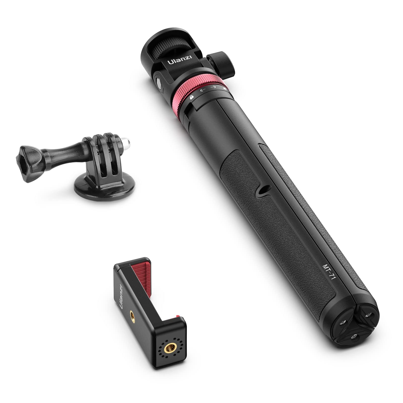Uurig 57.48 Inch Extendable Selfie Stick Phone Tripod For Action Camera W Smartphone Clamp Extension Pole, For Gopro For Sony Canon Vlogging Cams For Iphone 14 13 Pro Max Ulanzi Mt-71