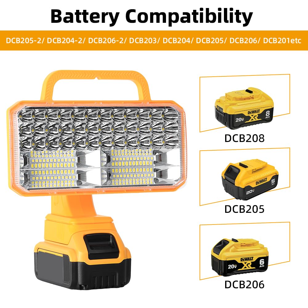 Weixblixian 4200Lm Light Compatible With Dewalt 20V Max Lithium-Ion Battery, 40W Flashlight With Usb Port, Led Work Light For Emergencies, Camping, Outdoor, Indoor(Battery Not Included)