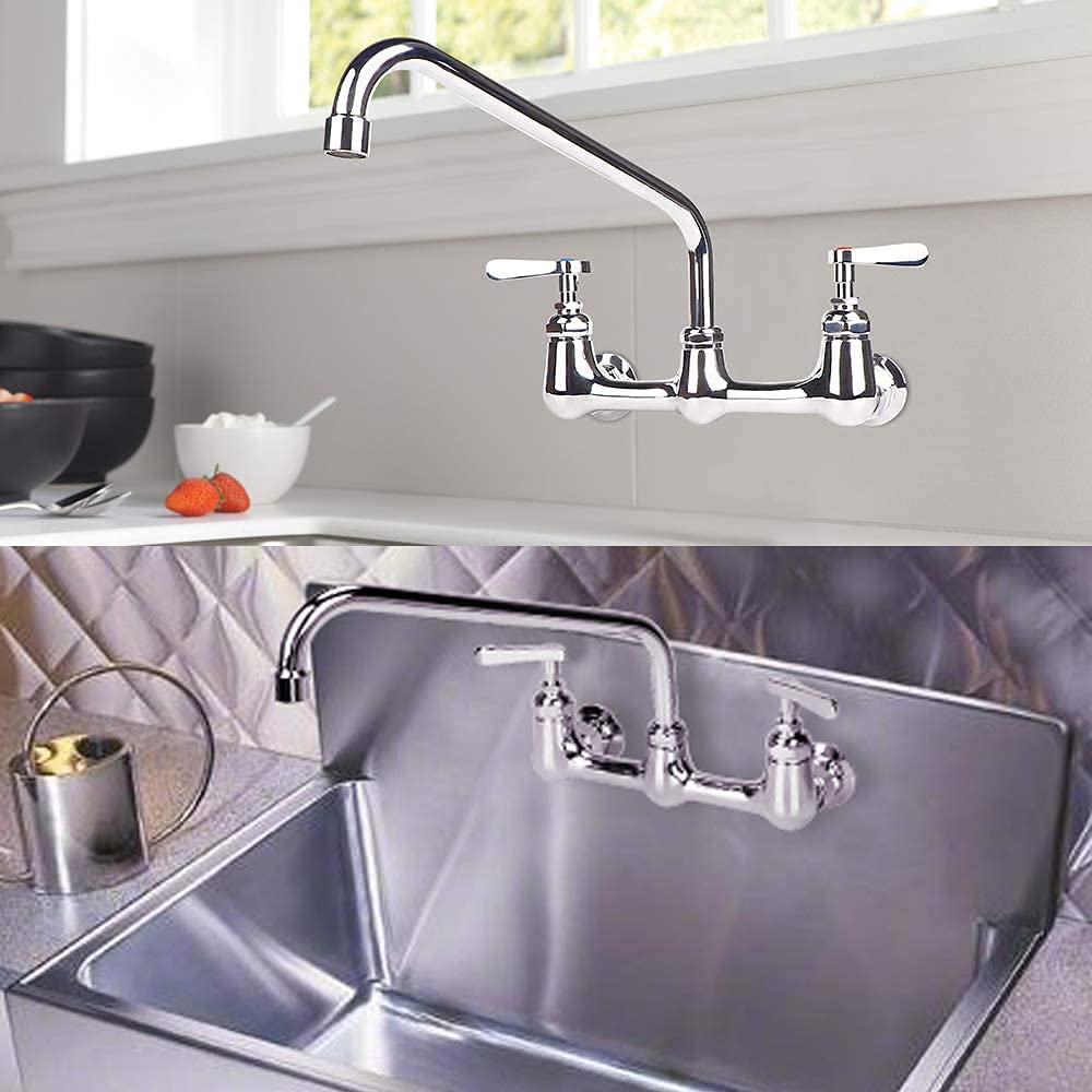 Coolwest 14” Swivel Nozzle Spout Replacement Part For Commercial Kitchen Sink Faucet, Long Swing Nozzle For Faucet Working On 3 Compartment Sinks, Brass Constructed, Chrome Polish