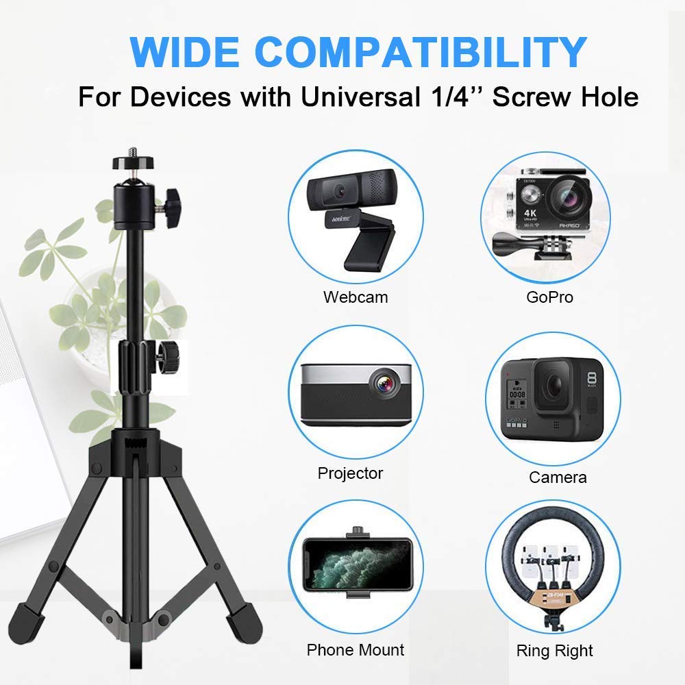 Jcwiny Webcam Stand Extendable Desktop Tripod Stand Mount Holder, 2 Pack Webcam Cover Web Camera Lens Cover With Vhb 3M Strong Adhesive