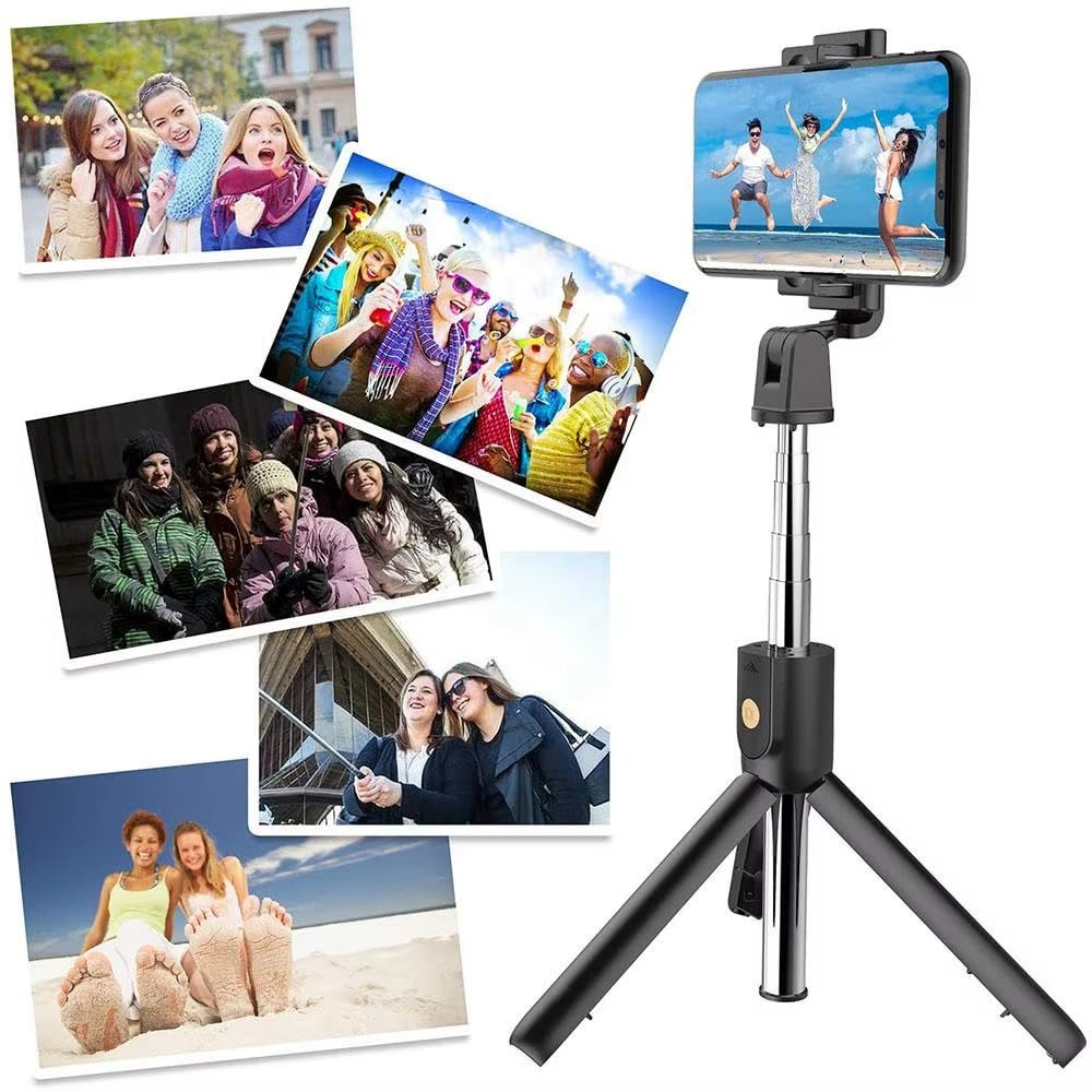 Bytebazaar 27" Selfie Stick Tripod With Remote – All-In-1 Extendable Phone Tripod Stand For Video, Vlog, Live Stream, Group Photos – Pocket Size, 3-In-1 Grip, Cold Shoe –