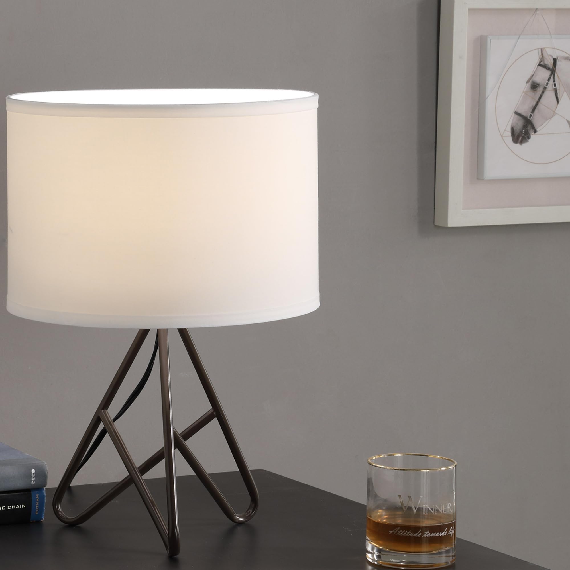 Rgkuti 17.5" Metal Tripod Table Lamp,Beside Lamp